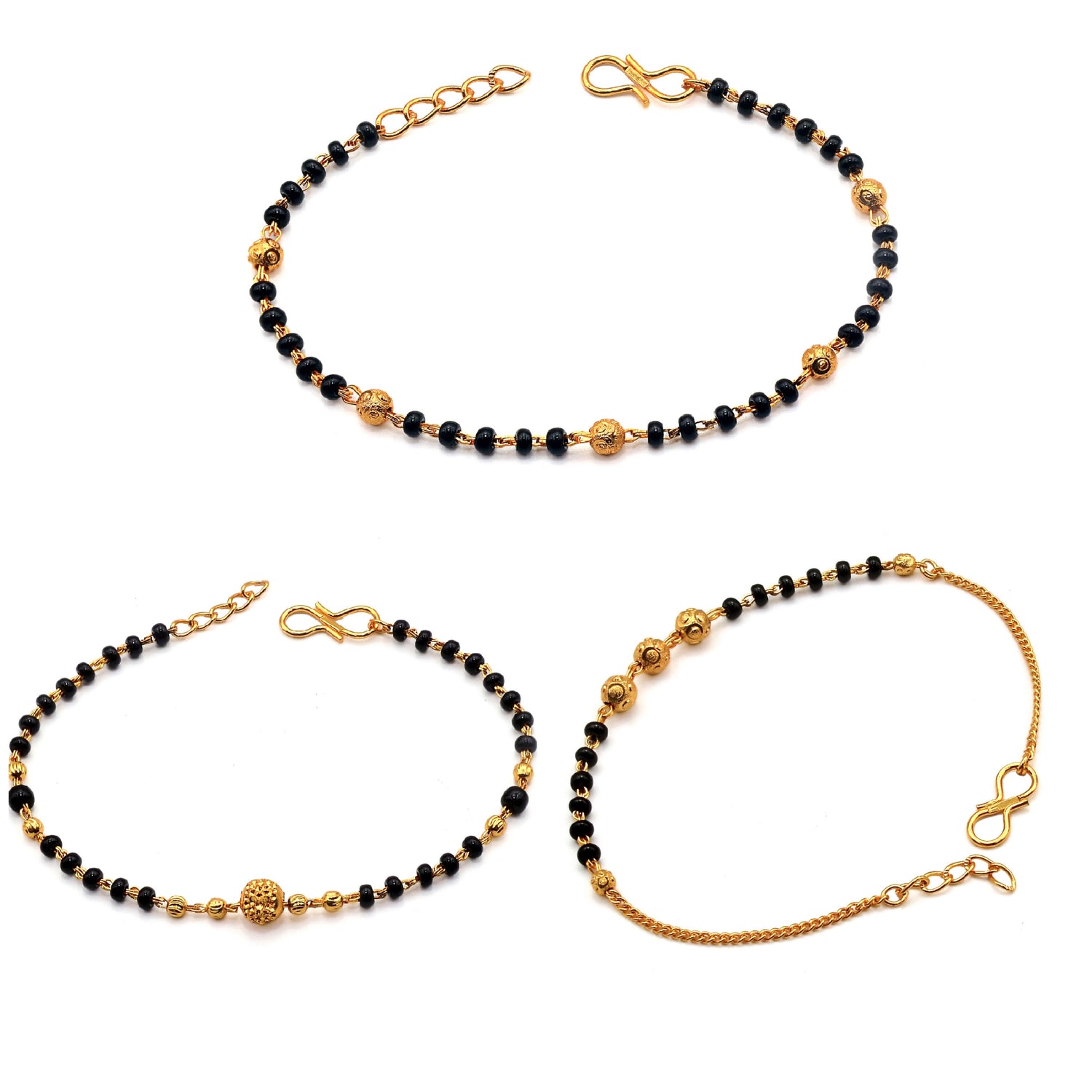 JHB Gold Plated 3 Pis Bracelet Combo For Women or Girls