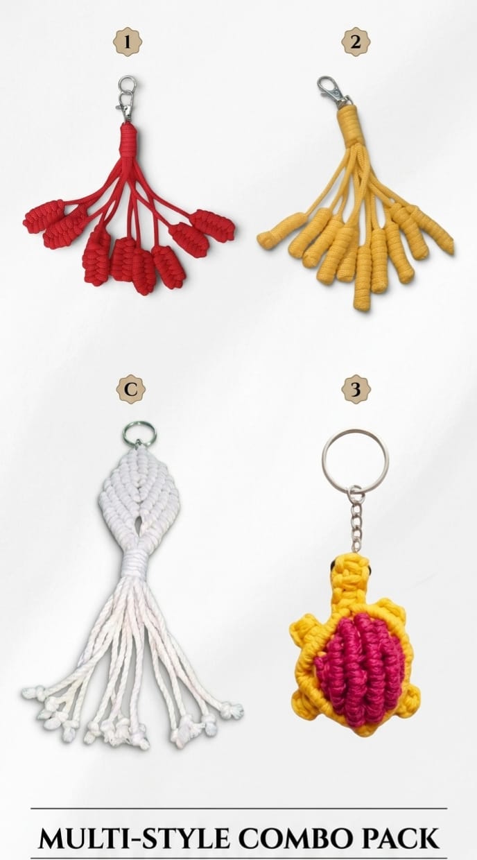 Handmade Macrame Keychains & Bag Charms Collection