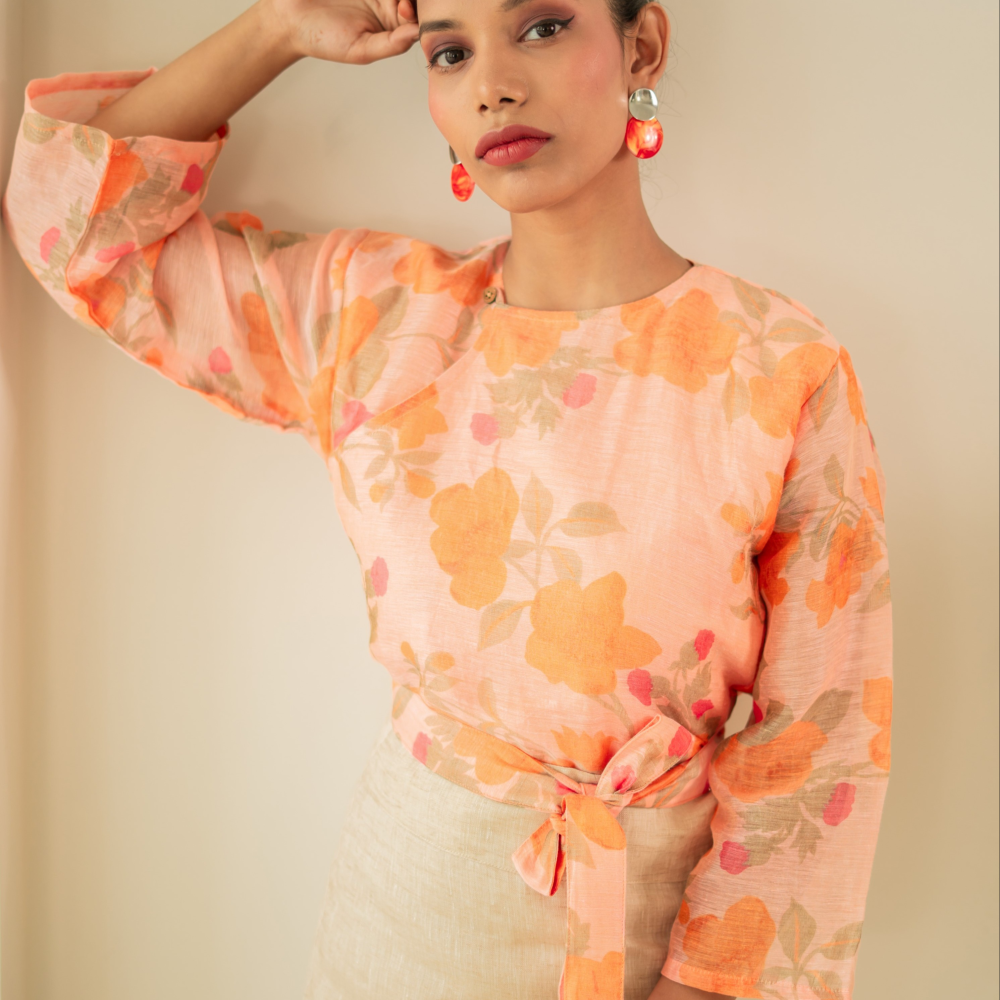 Cross-Over top | Crafted from a pre-loved handwoven saree