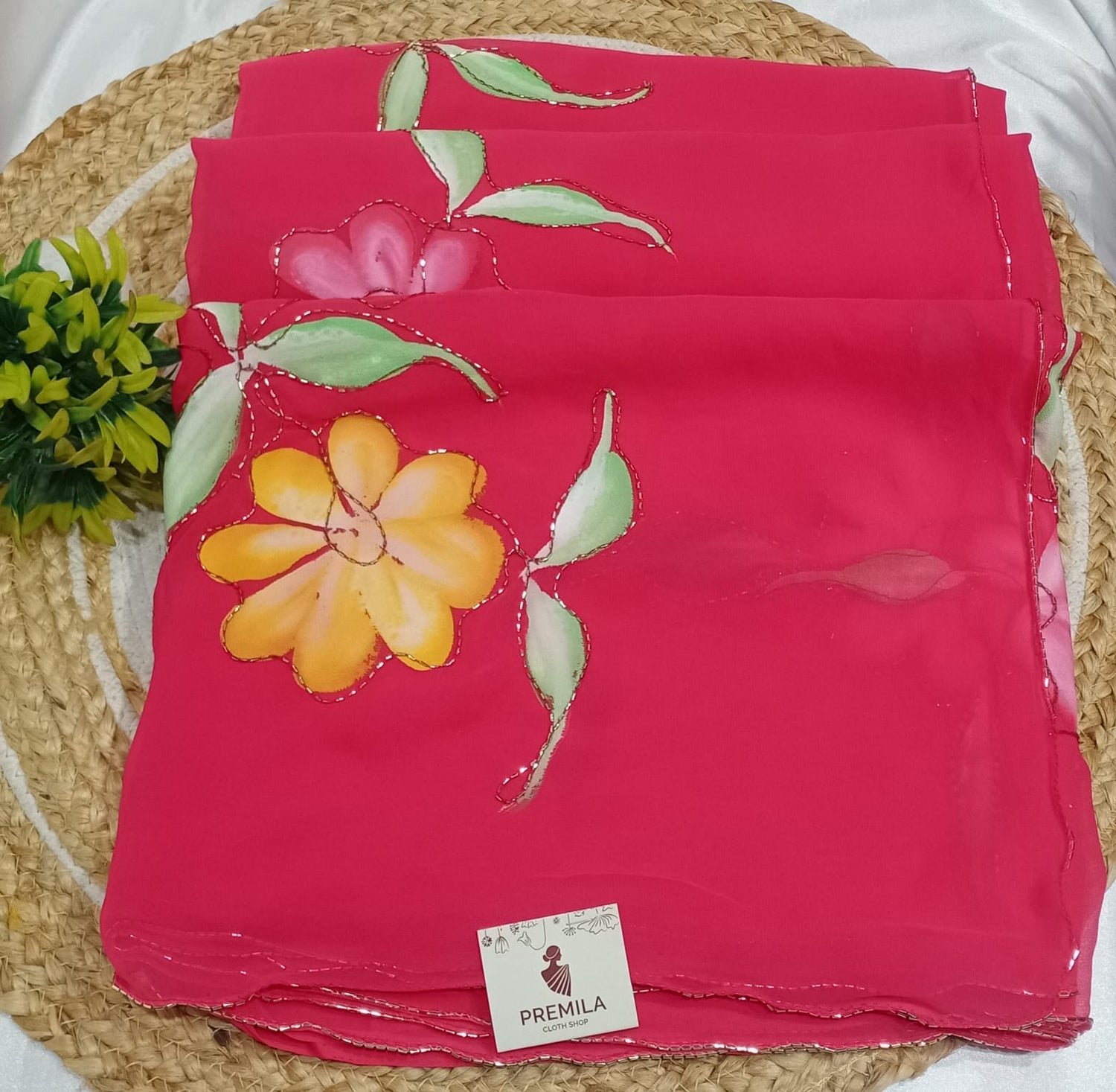 Hanndloom saree with digital handwork