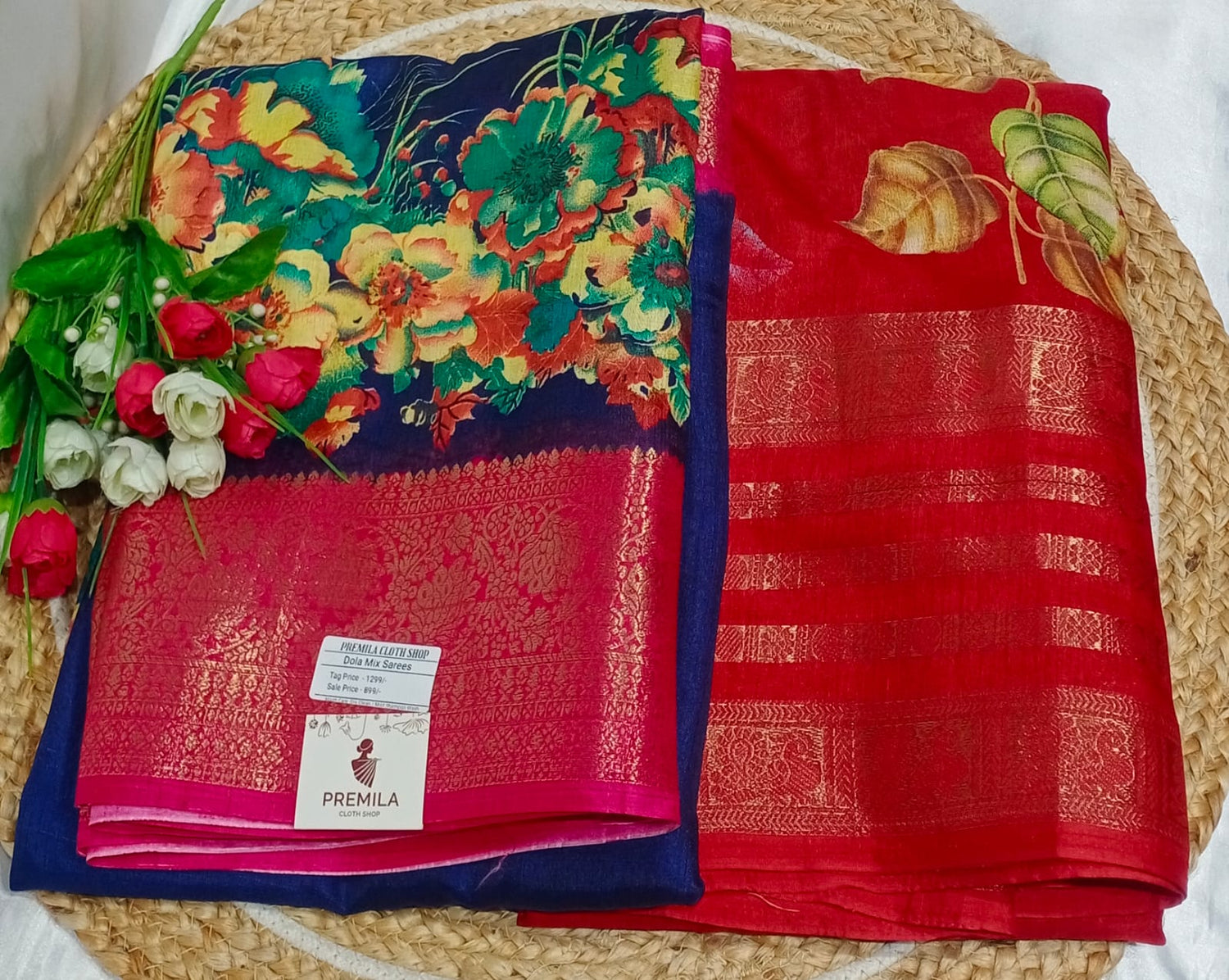 Buy 1 Get 1 free Dola mix fancy sarees