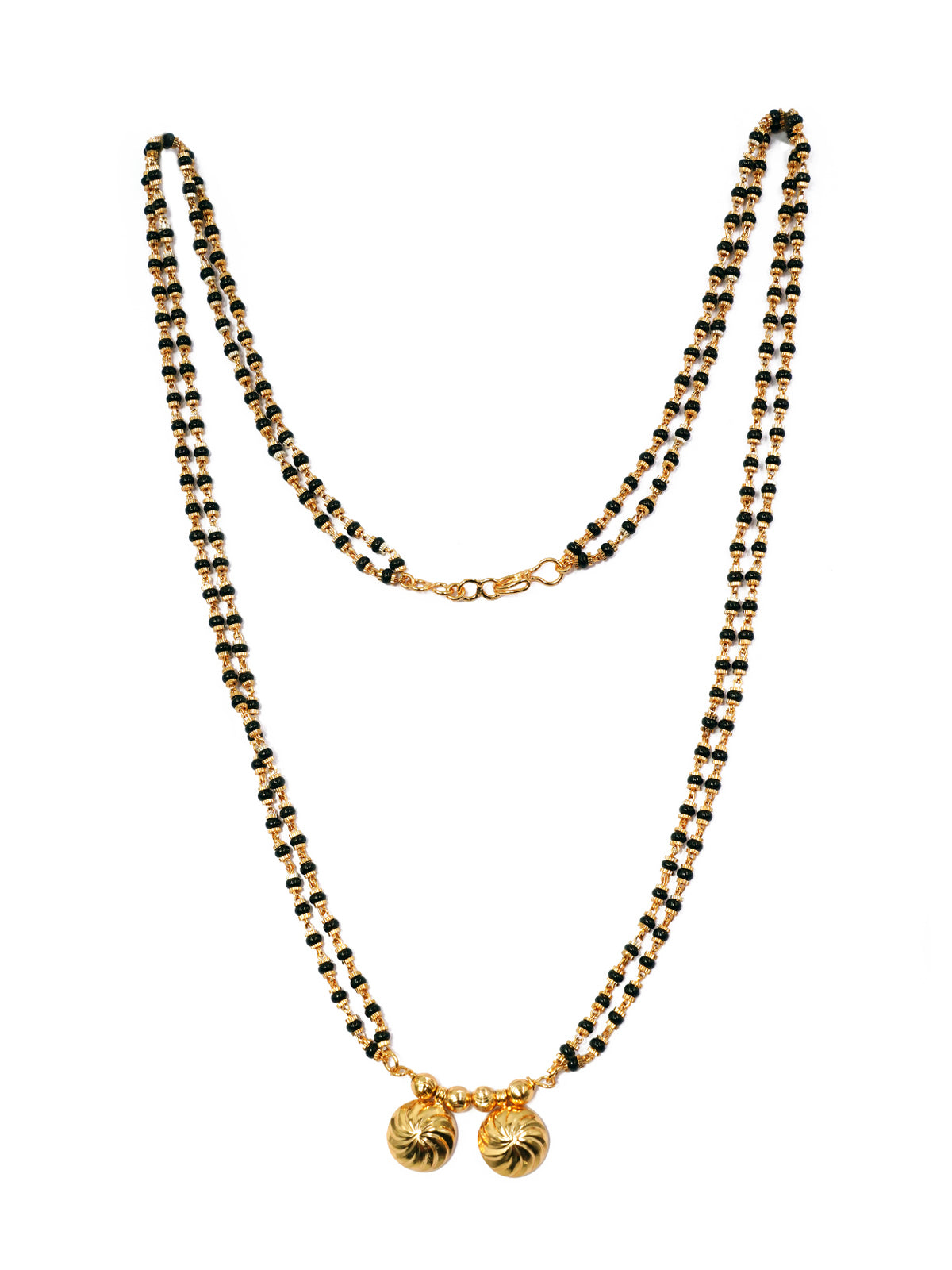 JHB 24 inch jewellery's Traditional Temple Forming One Gram Gold Stylish Maharashtrian Wati Mangal sutra Set Tanmaniya Black Vati Mangalsutra For Women