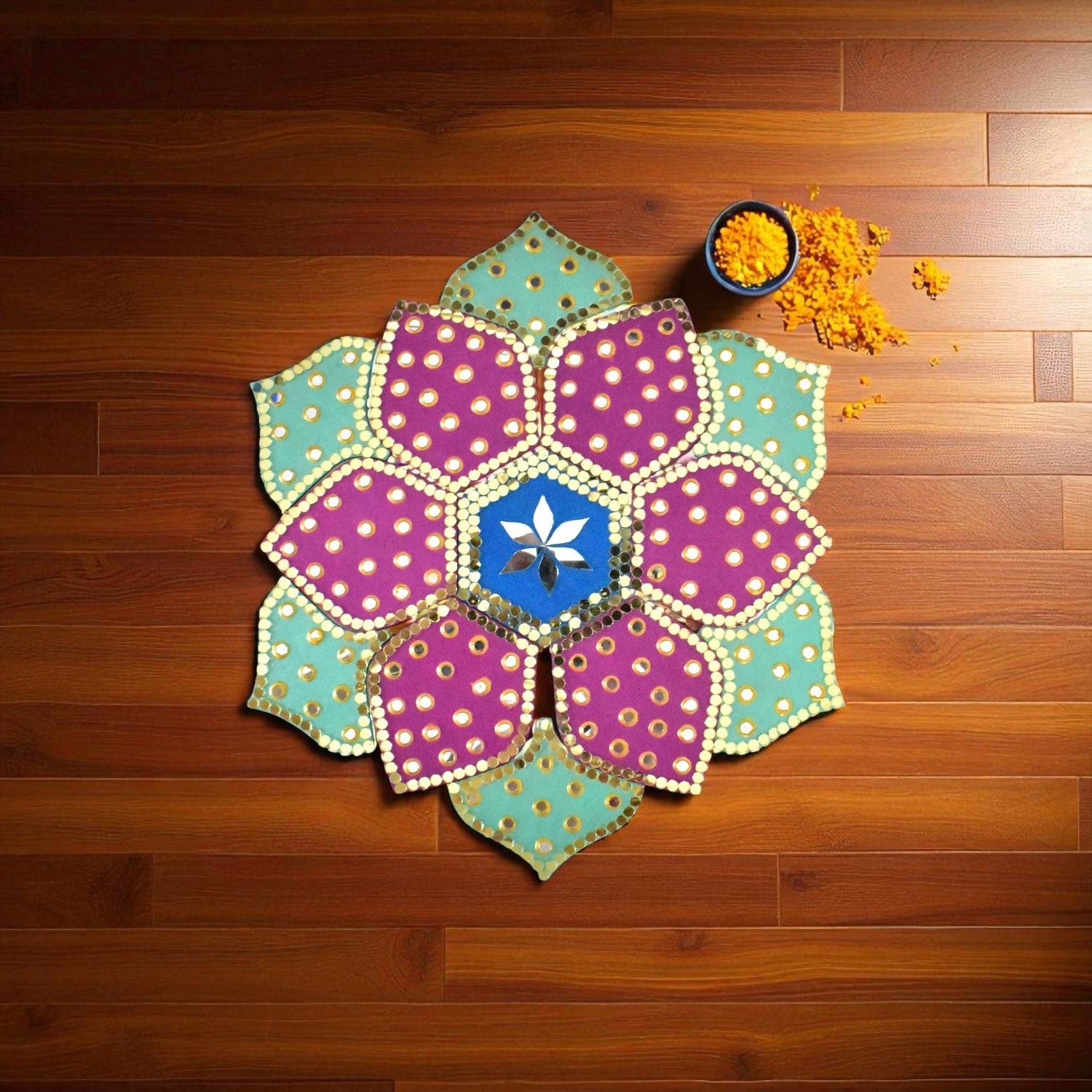 12 inch One Minute Rangoli — Easy Assemble Floor Décor for Diwali & Festivals