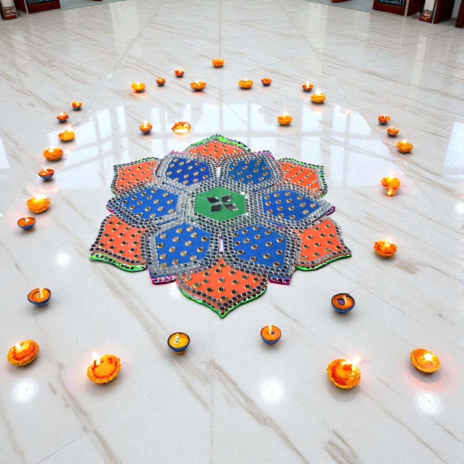 12 inch One Minute Rangoli — Easy Assemble Floor Décor for Diwali & Festivals