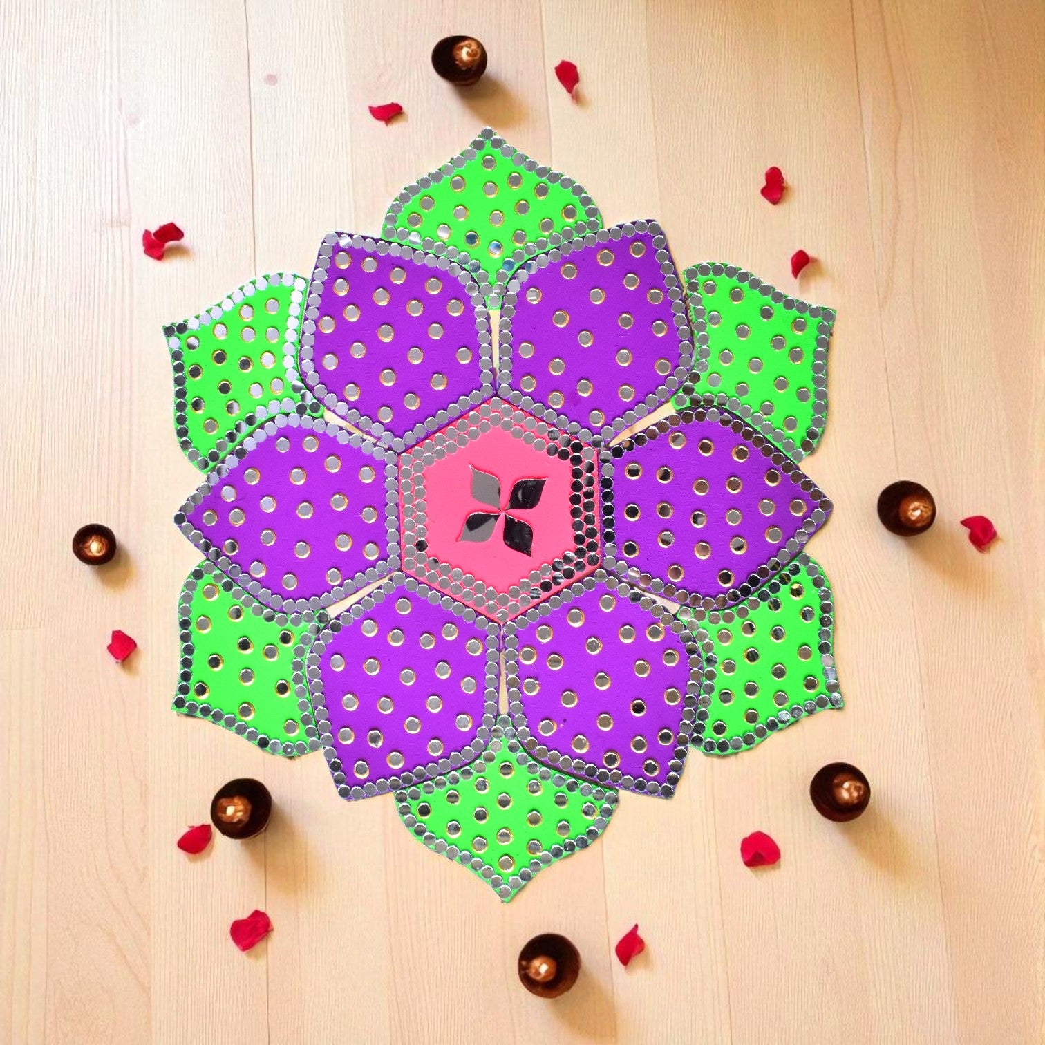 12 inch One Minute Rangoli — Mirror Accent Floor Art Décor – Indymandi
