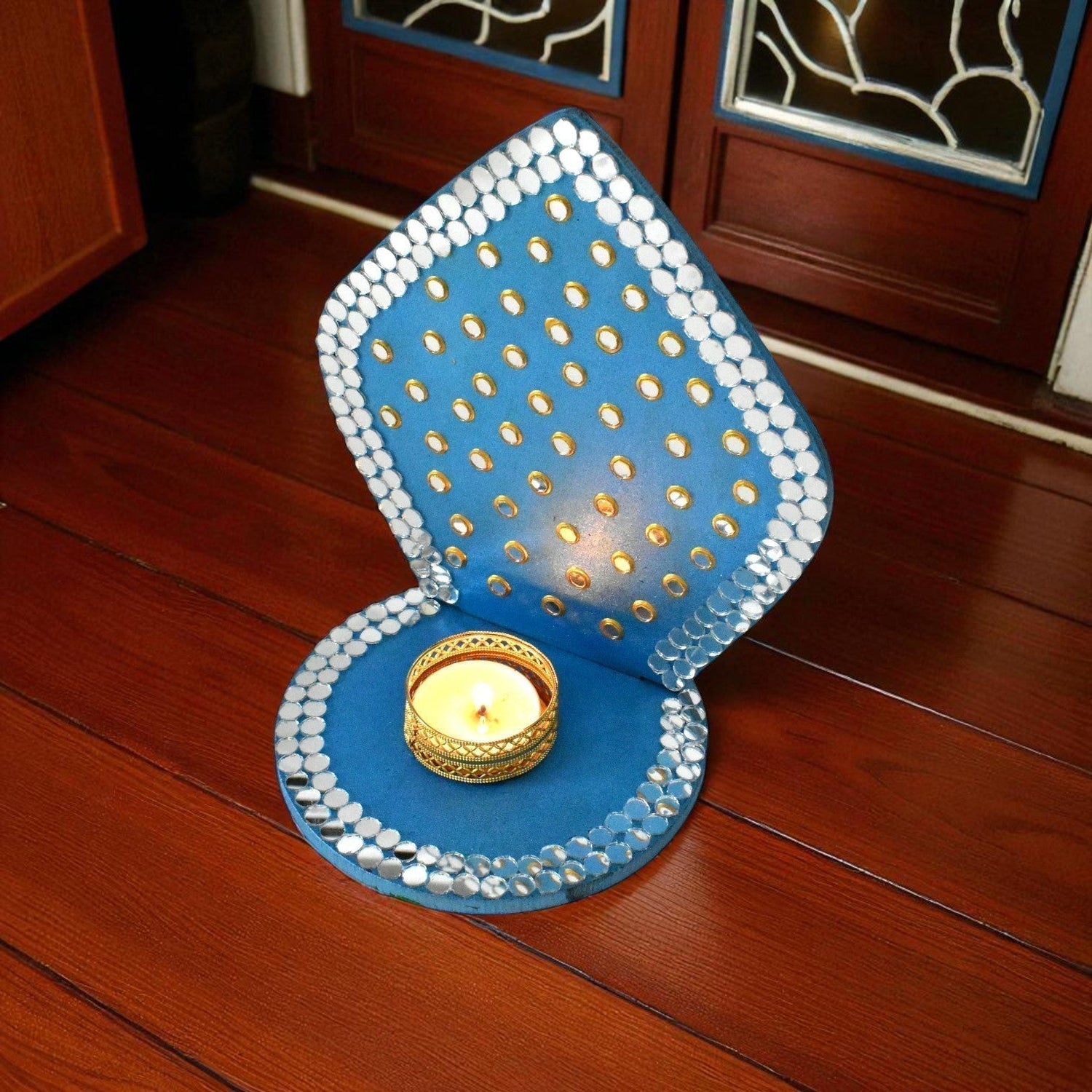 Handcrafted Mirror Diya – Traditional Festival Decor for Diwali, Pooja & Gifts