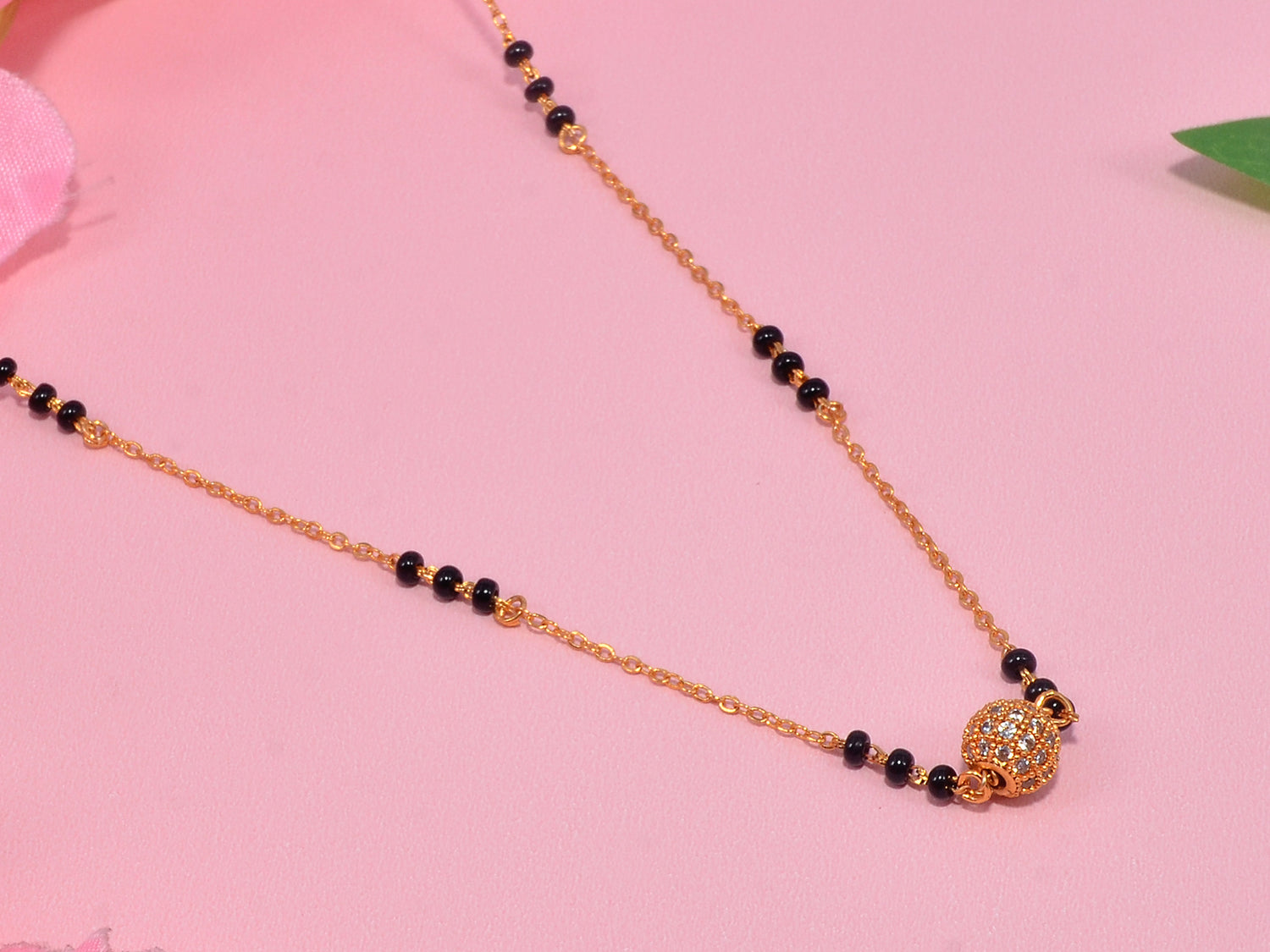 JHB Diamond Mangalsutra With Chain short Length Tanmaniya Traditional Black Bead Mangalsutra for women