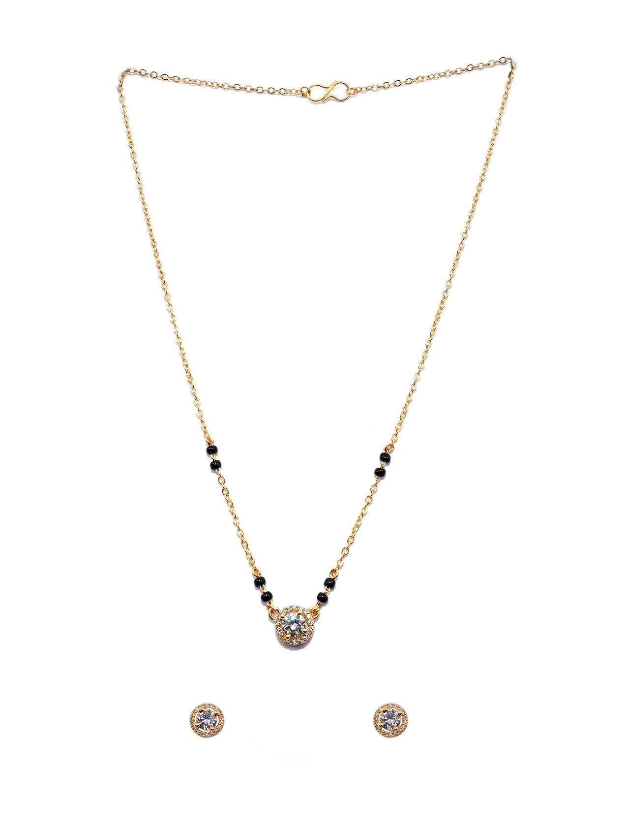 JHB AD Pendant Gift Set |Rakhi Rakshabandhan Gift for Sister Bhabhi, Gifts for Women & Girls | Mangalsutra With American Diamond, Traditional Black Bead Mangalsutra