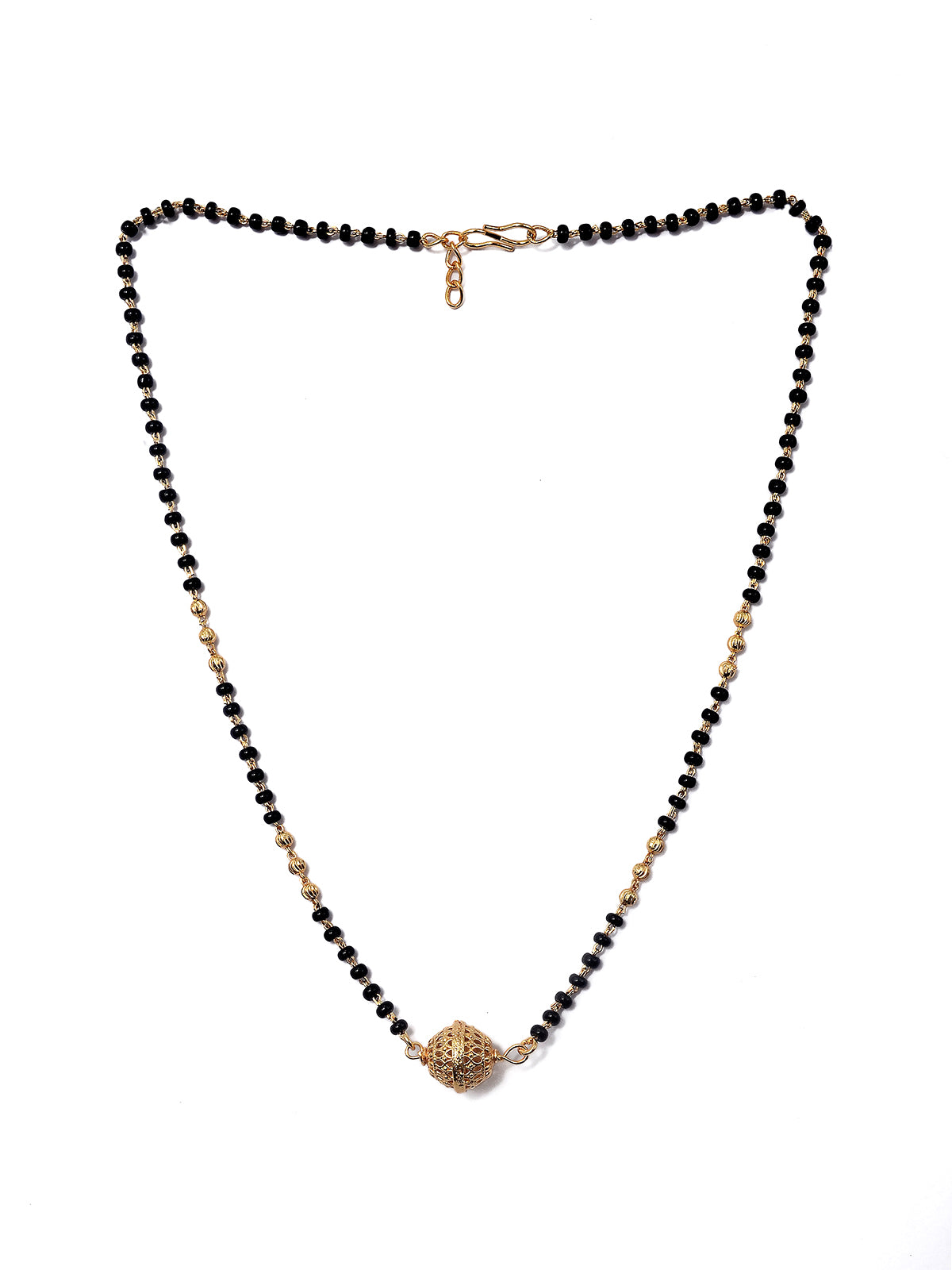 JHB Traditional Tanmaniya Designer Mangalsutra Black Beads Short Chain For Women