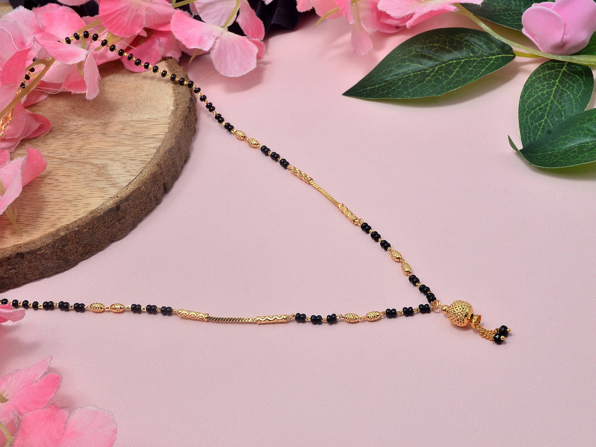 JHB Traditional Tanmaniya Designer Mangalsutra Black Beads Short Chain For Women