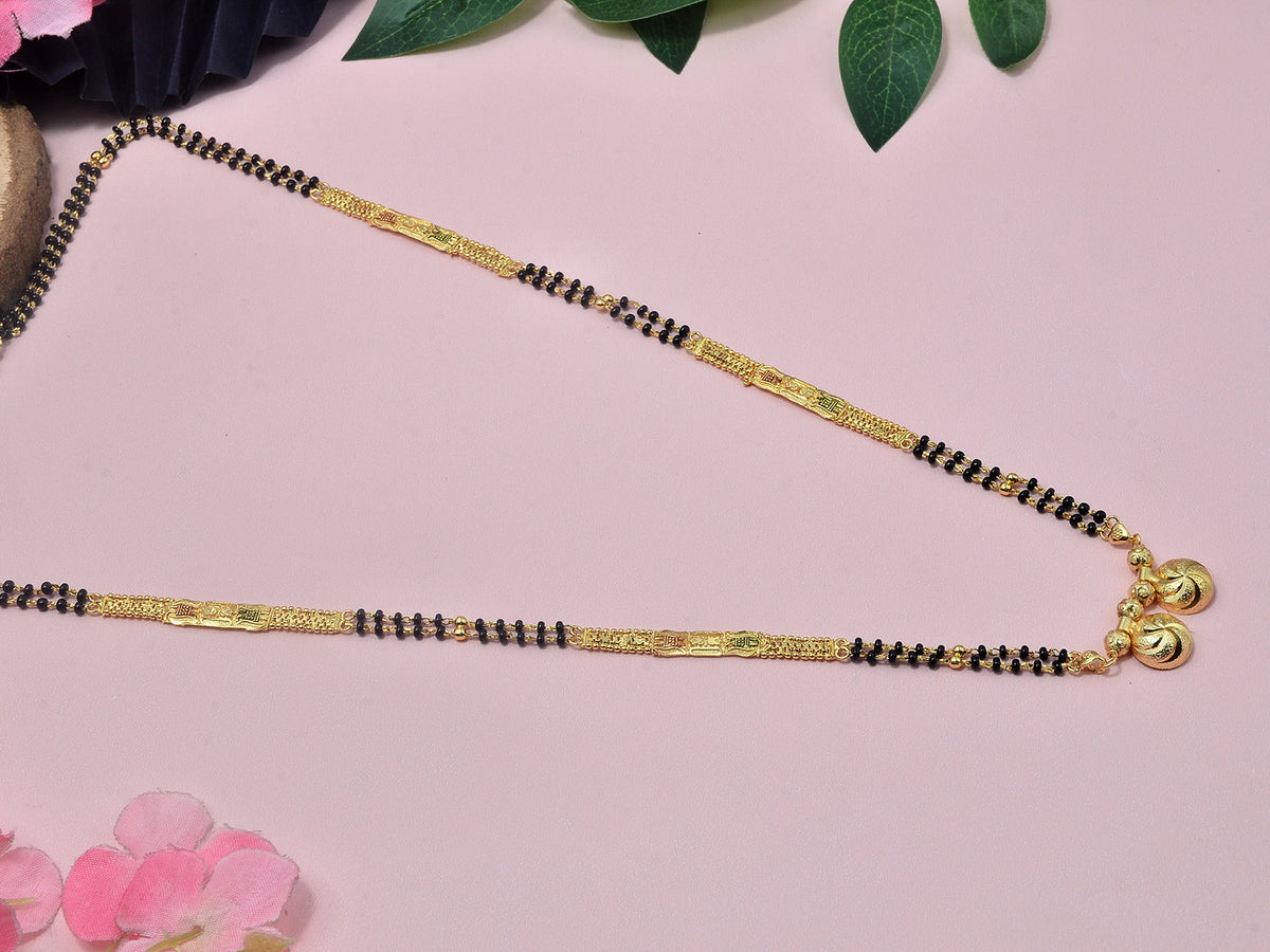 JHB 26 inch jewellery's Traditional Temple Forming One Gram Gold Stylish Maharashtrian Wati Mangal sutra Set Tanmaniya Black Vati Mangalsutra For Women