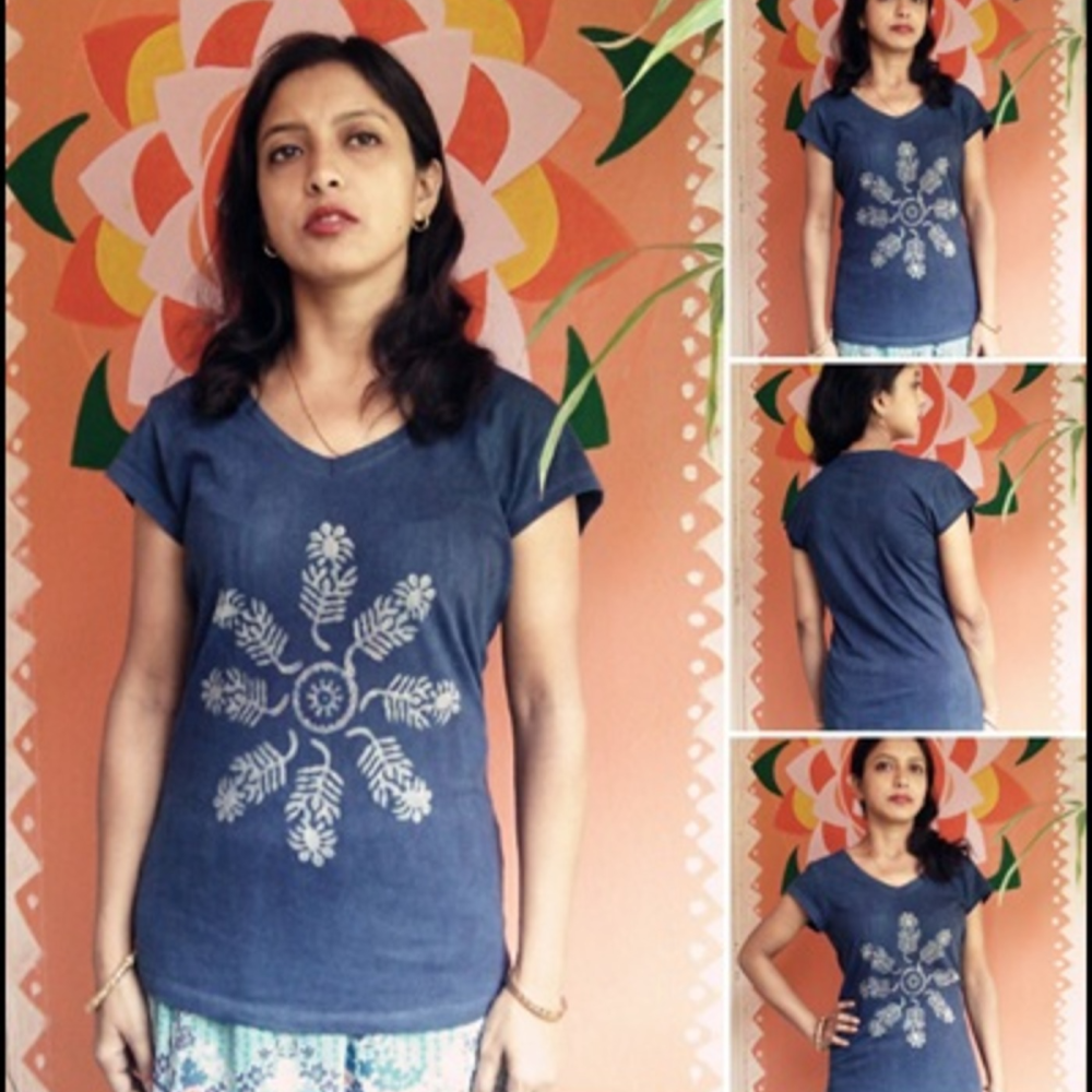 Organically Hand Dyed & Hand Block Printed Cotton T Shirt