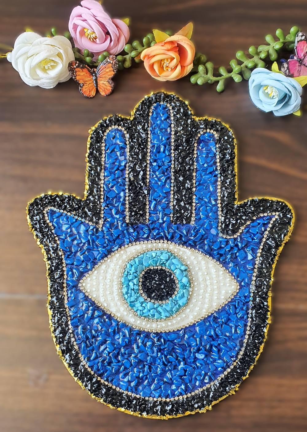 Resin Glass Hamsa Hand evil eye wall décor