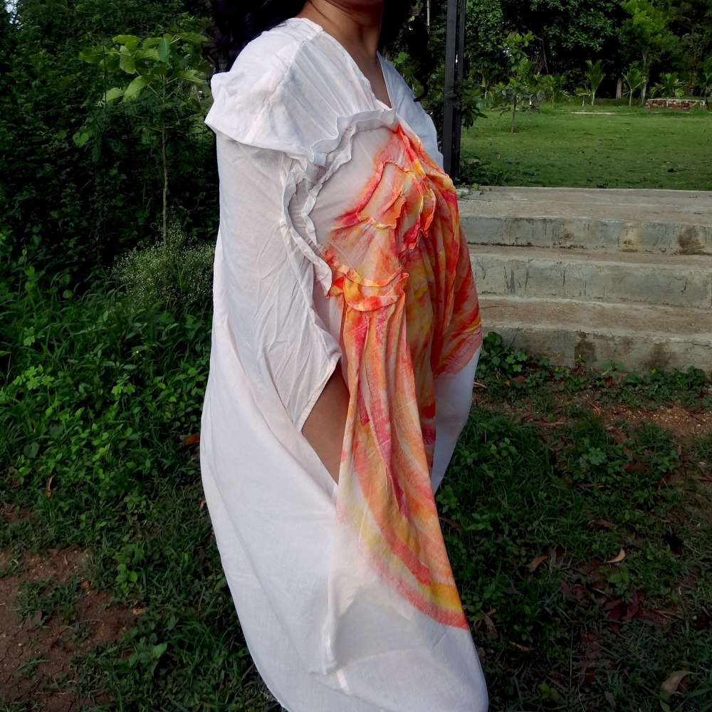 DC 'Energy center' Mid-length dress| Anti-fit, Hand-painted, Zero-waste design
