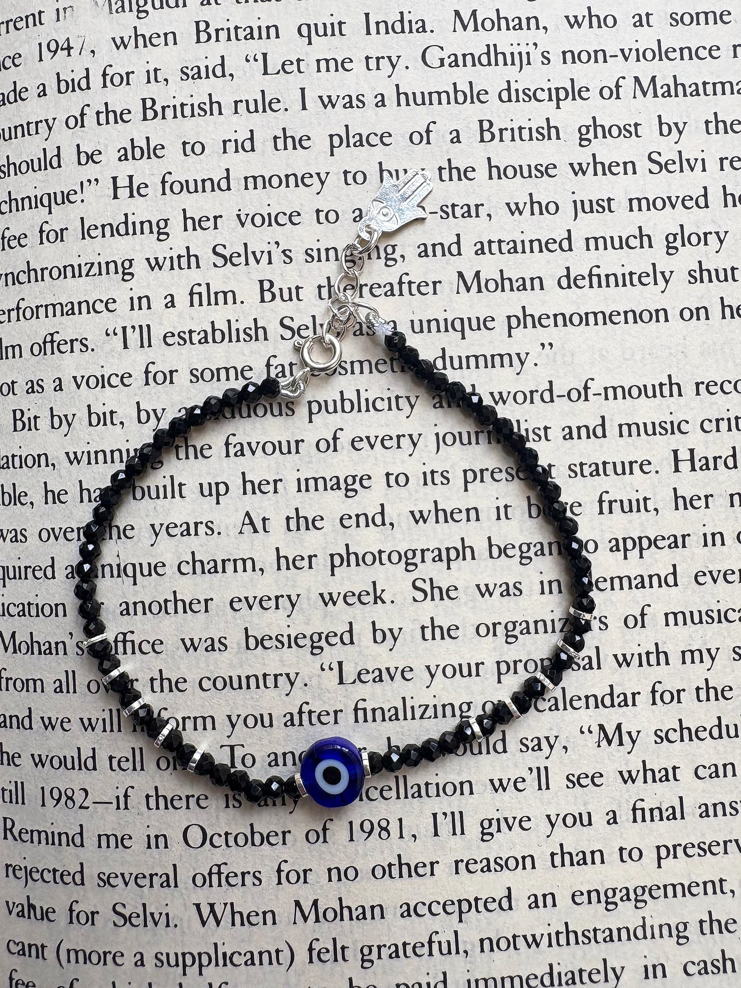 Sterling Silver Evil Eye Bracelet & Anklet w/ Hamsa, Butterfly, Smiley Charm - Adjustable, Stackable jewellery