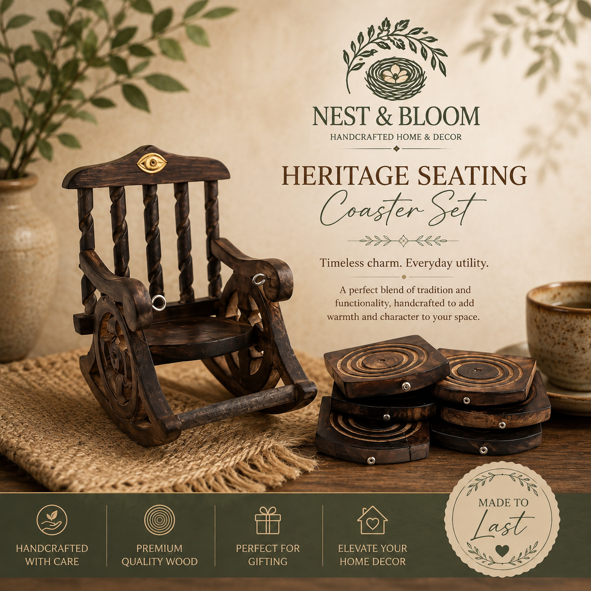 Rocking Heritage Coaster-Set of 6
