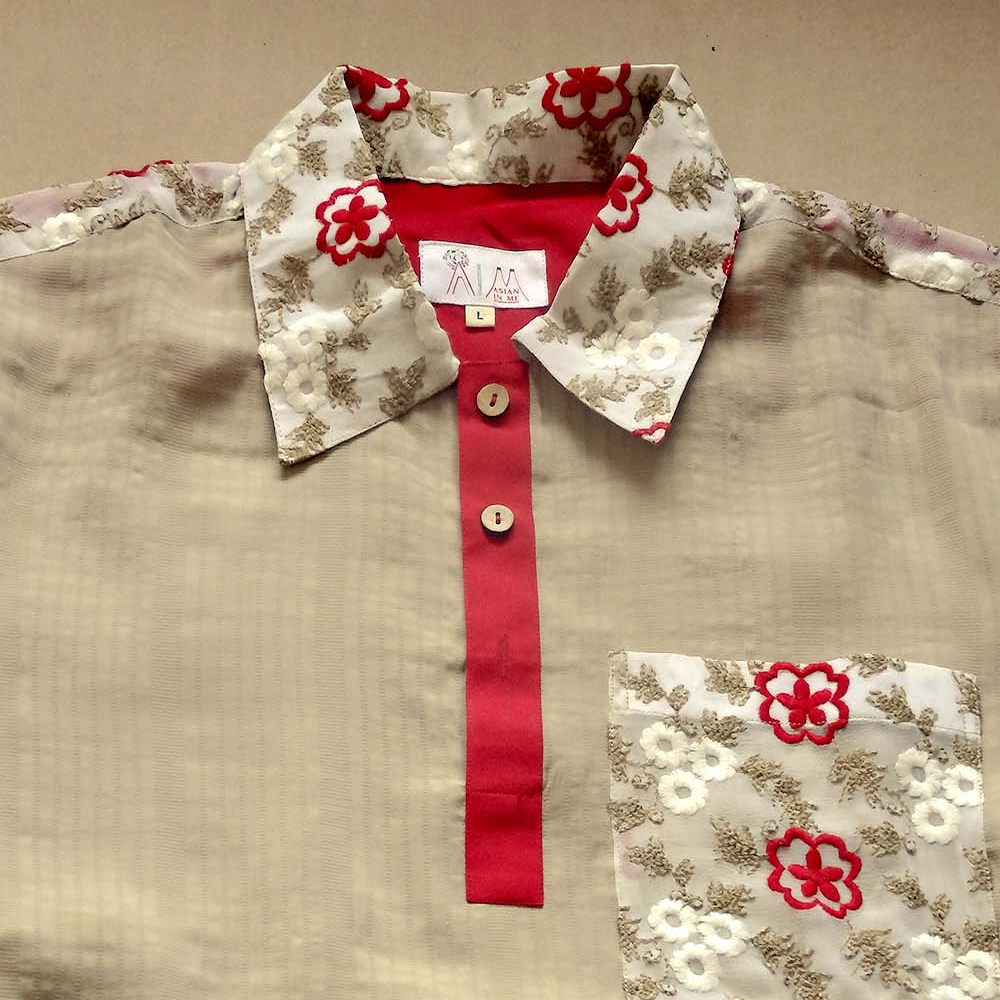 Flower flame shirt | Patchworked shirt | Polo Shirt