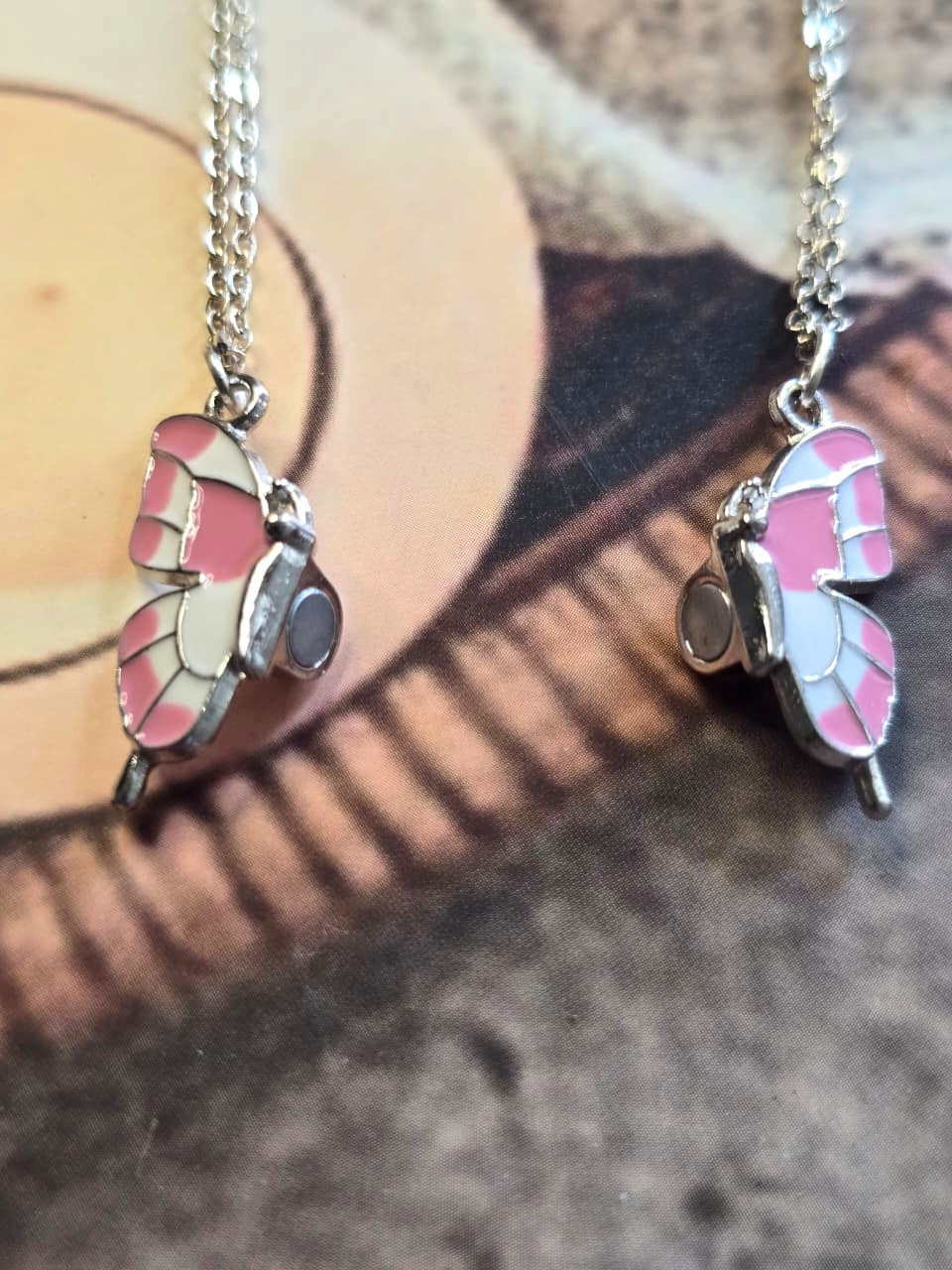 Twin Magnetic Butterfly best friend Pendant Necklace