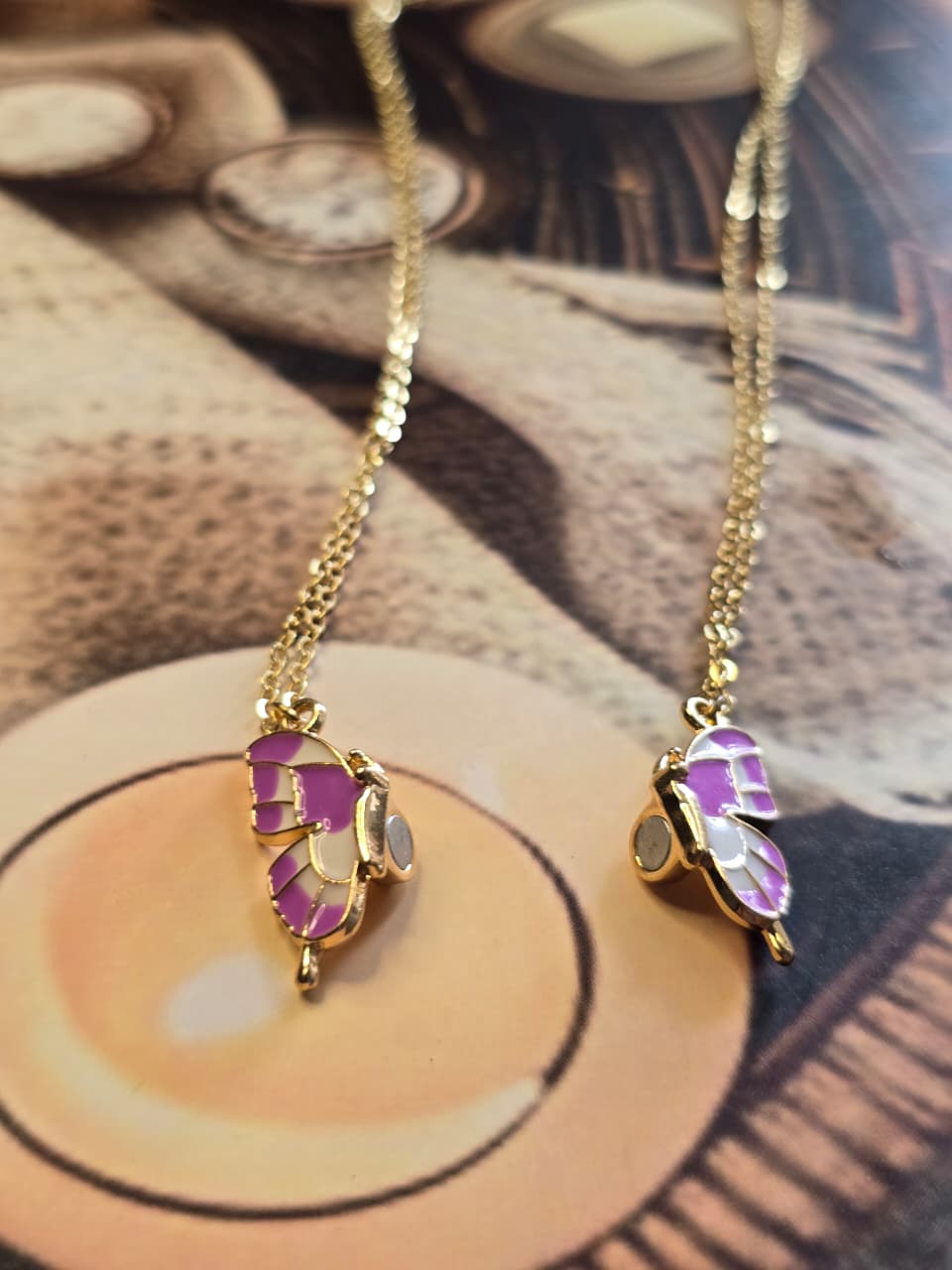 Golden Twin Magnetic Butterfly best friend Pendant Necklace