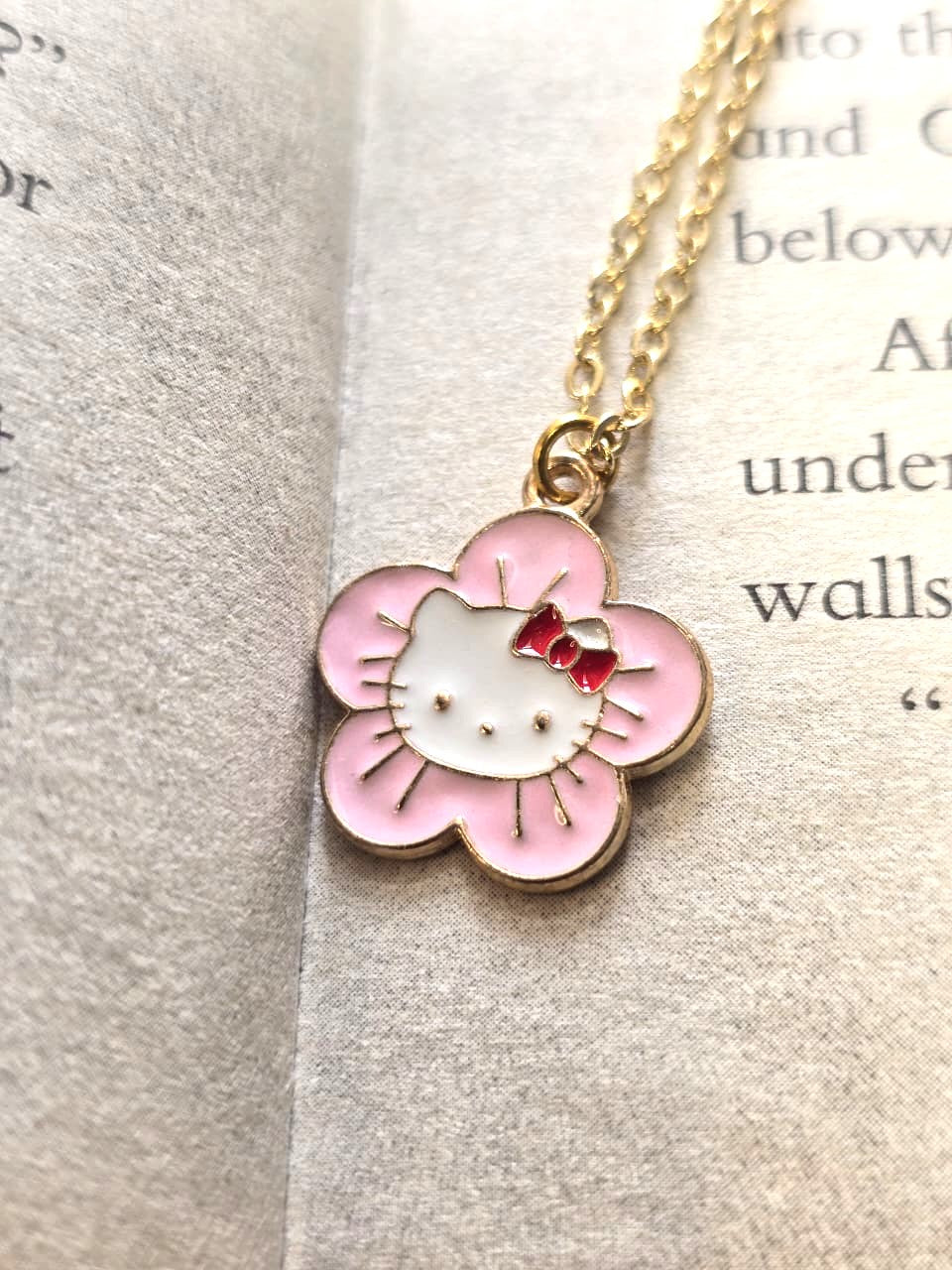 Handmade stainless steel shell with Bunny and Flower combo Pendant Necklace