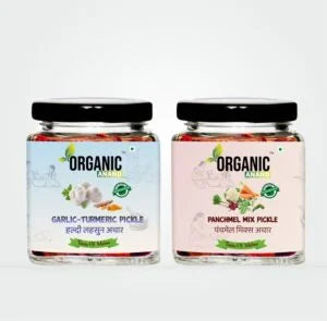 Homemade Garlic Turmeric Pickle 500gm and Panchmel Mix Pickles 500gram Combo Haldi Lahsun Ka Achaar with Neemwood Spoon (1000gram) Pack of 2