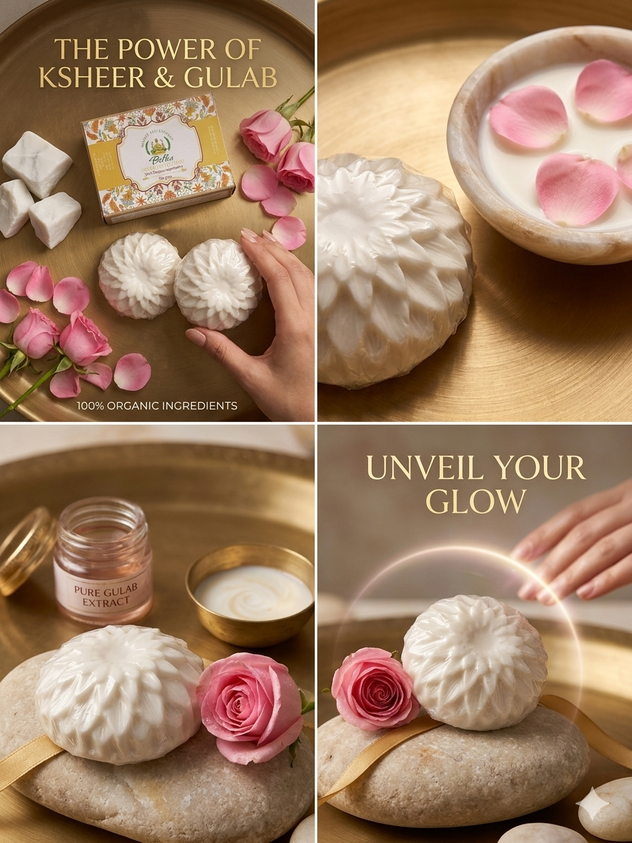 Belha Naturals Ksheer Gulab Glow Brightening Soap