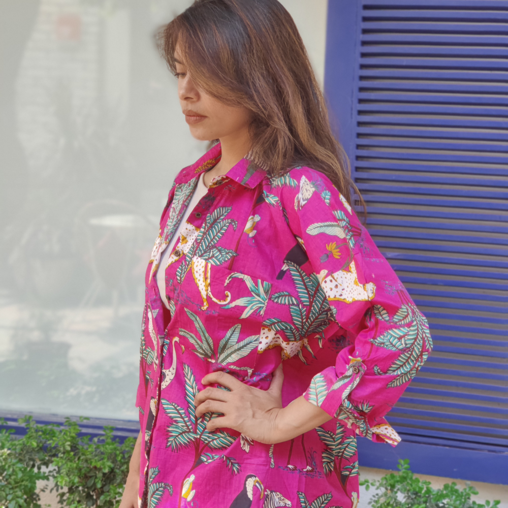 Free Size Gulabi Jungle Designer Shirt