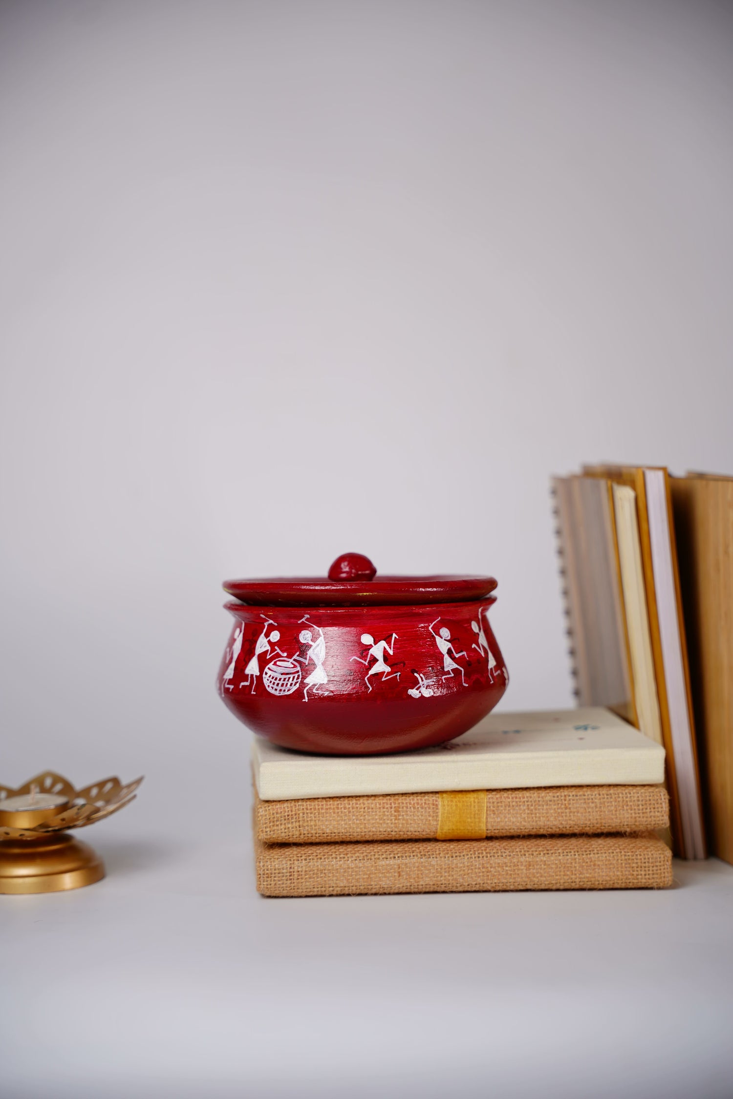 hand-painted terracotta or clay handi