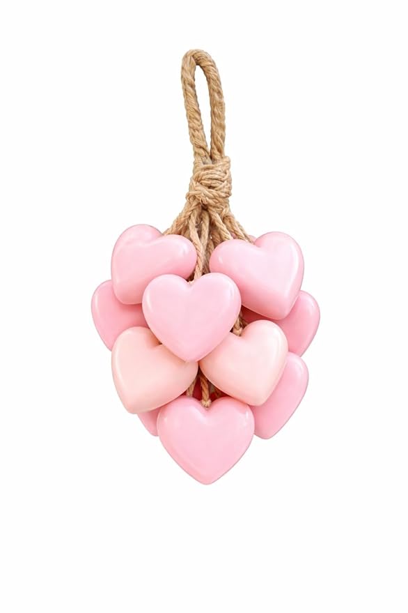Heart Shaped Grapes Hanging Soap for Kids & Adults 100g | Moisturizing Bathing Bar with Rope | Long-Lasting Fragrance | Decorative Hanging Body Soap for Bathroom, Wardrobe & Gift (Rose fragrance, Pink)