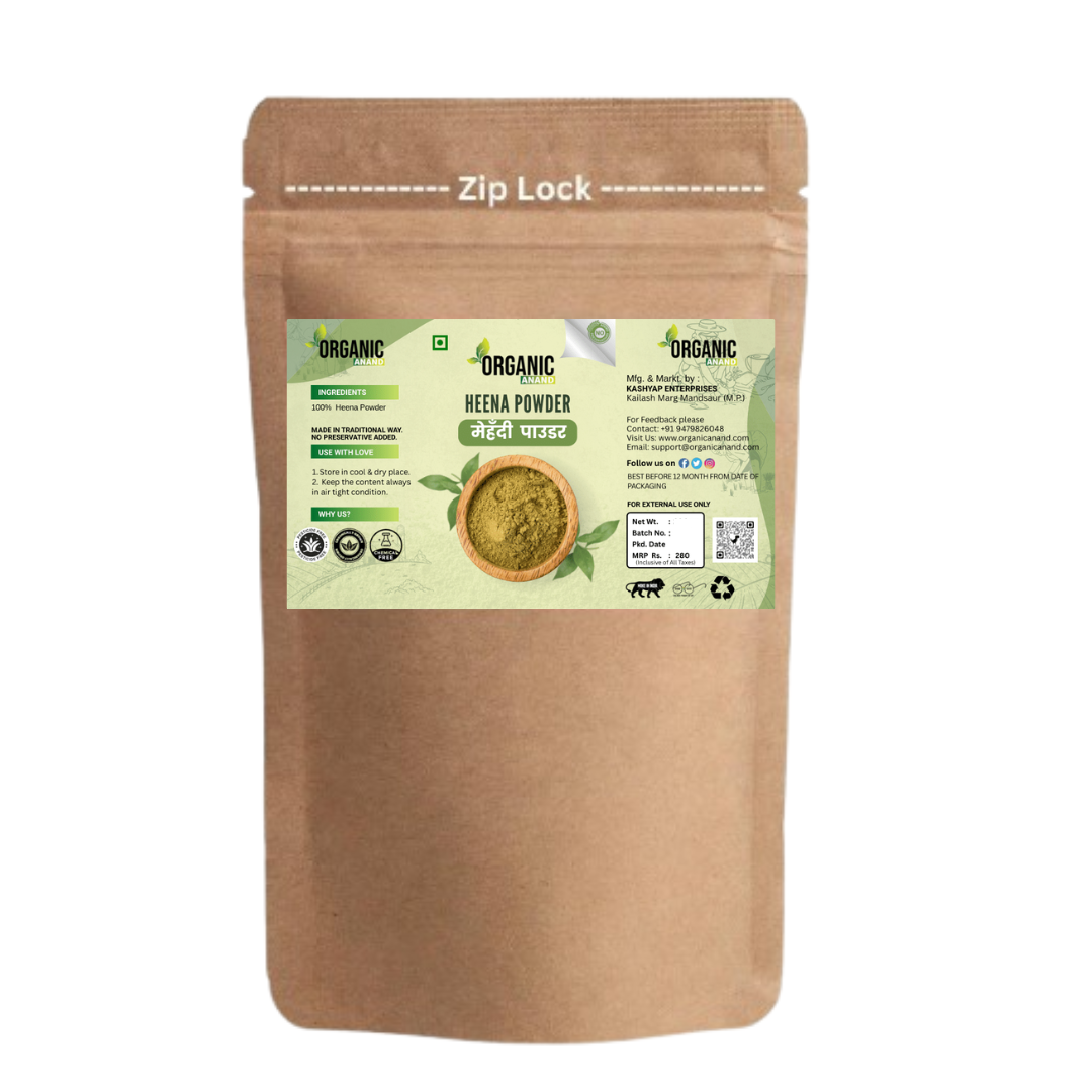 Organic Anand Natural Henna Powder/Mehendi Powder for hair Colour, Hand & Feet Colour and Hair Growth