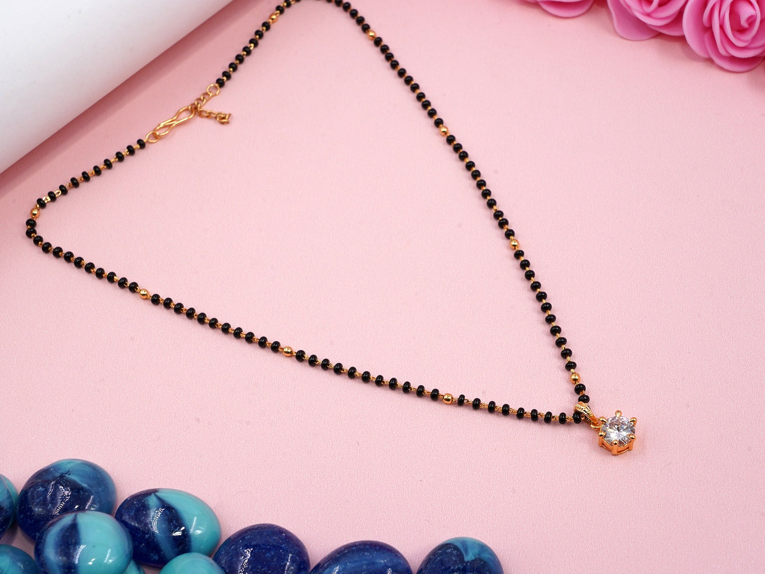 JHB Diamond Mangalsutra With Chain short Length Tanmaniya Traditional Black Bead Mangalsutra for women