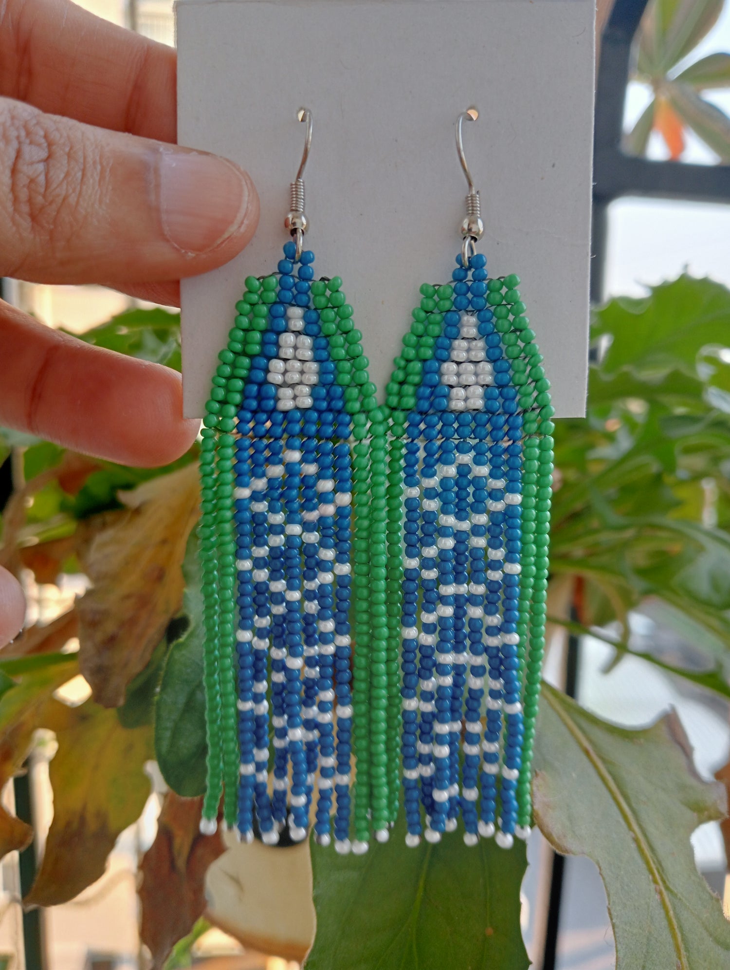 Bead Earrings | Dangle Earrings | Simple Design | Light Blue, Light Green, and White color | Lightweight| Heirloom Quality