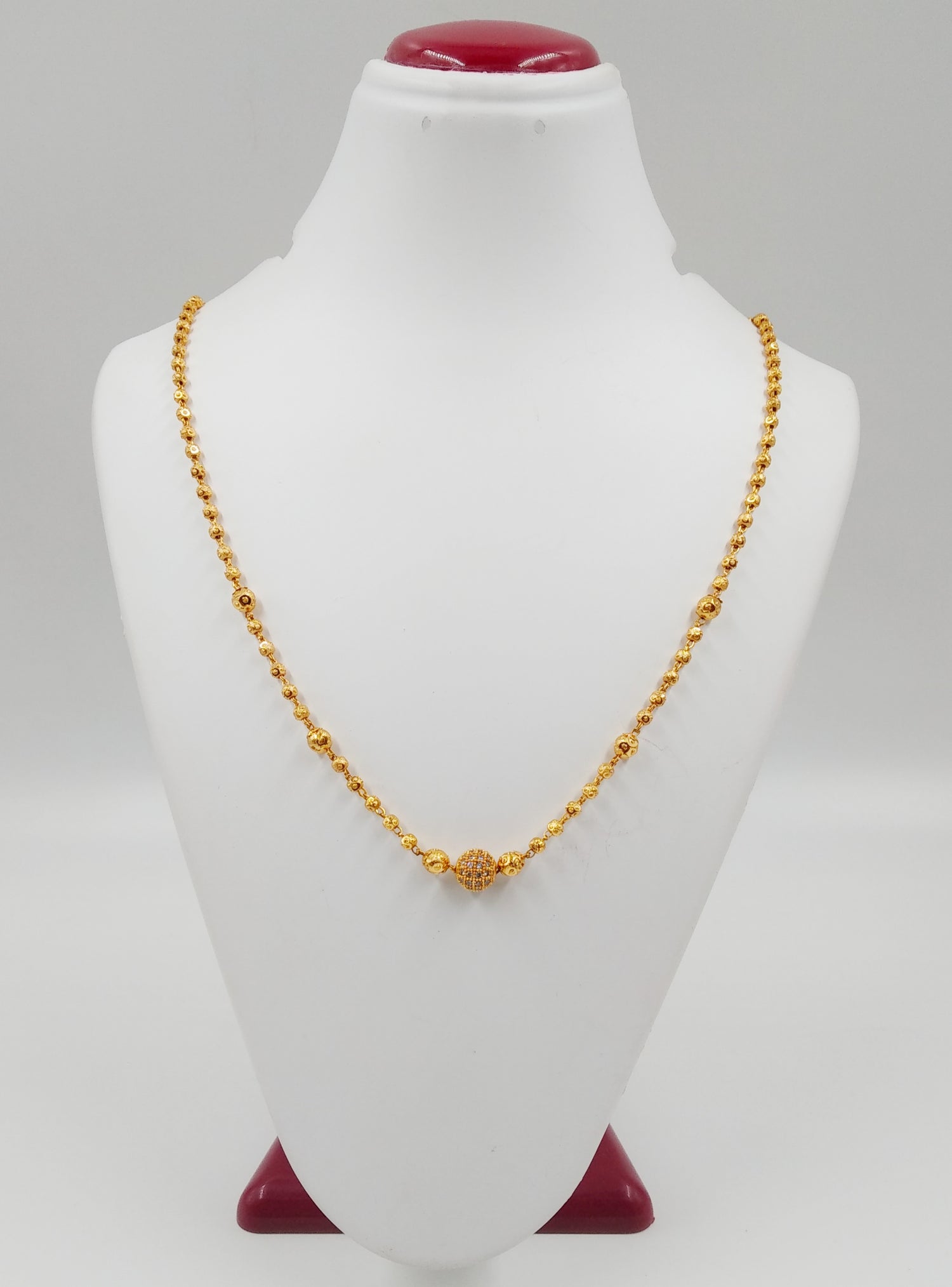 JHB Gold Plated Bead Diamond Chain Necklace18 inch MATARMALA Handmade Real Look Design Beauty Pave Natural Jewelry for Women Girls