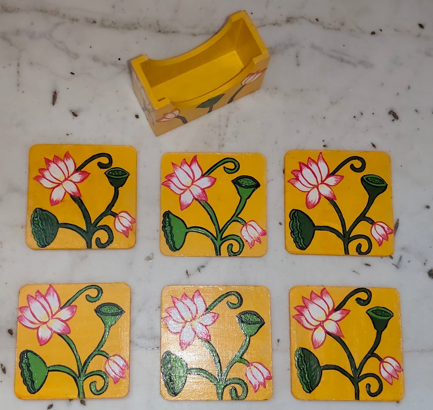 Set of 6 coasters with stand