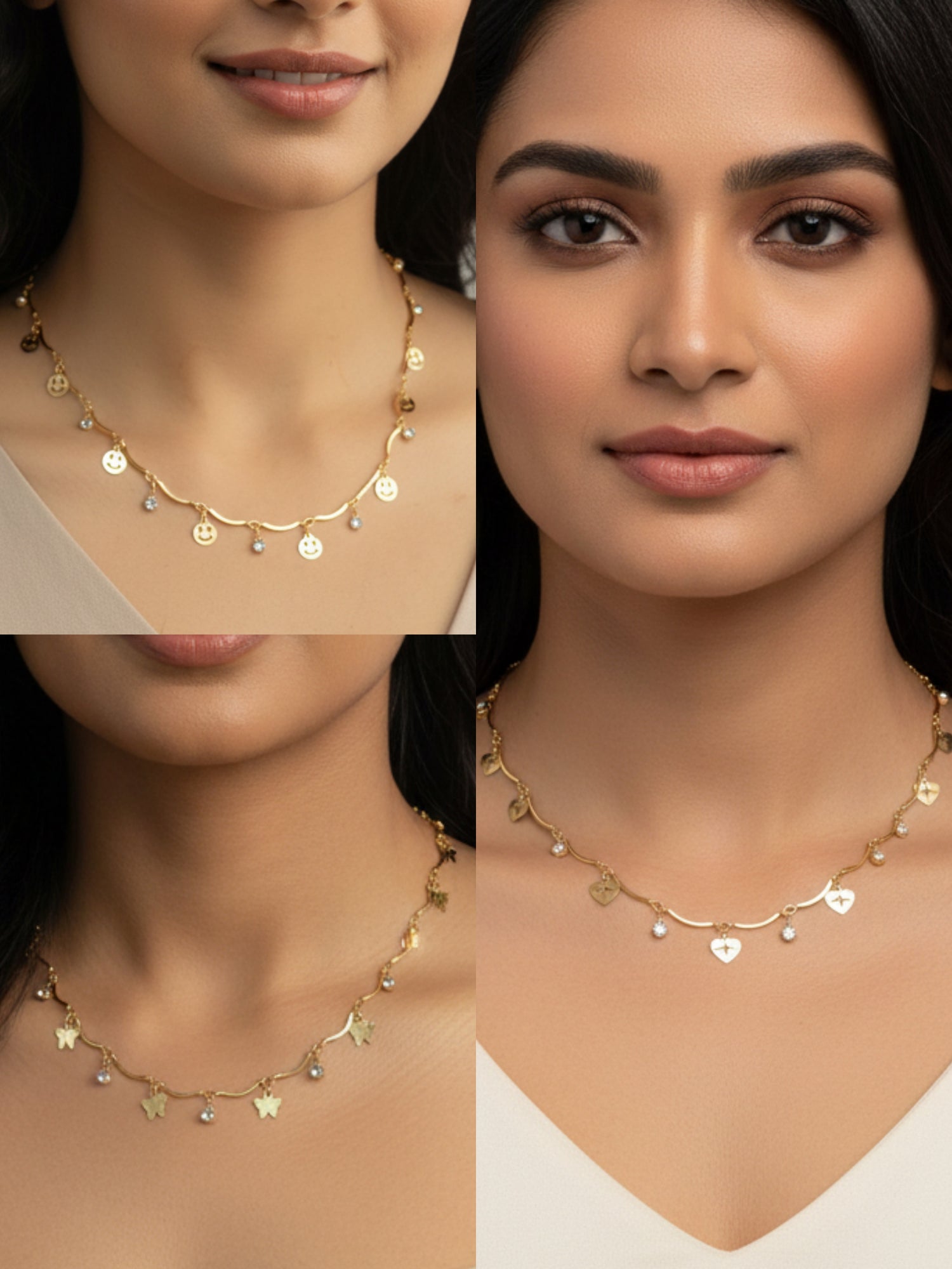 JHB Diamond and Gold Plated Short Tanmaniya Chain For Women And Girls