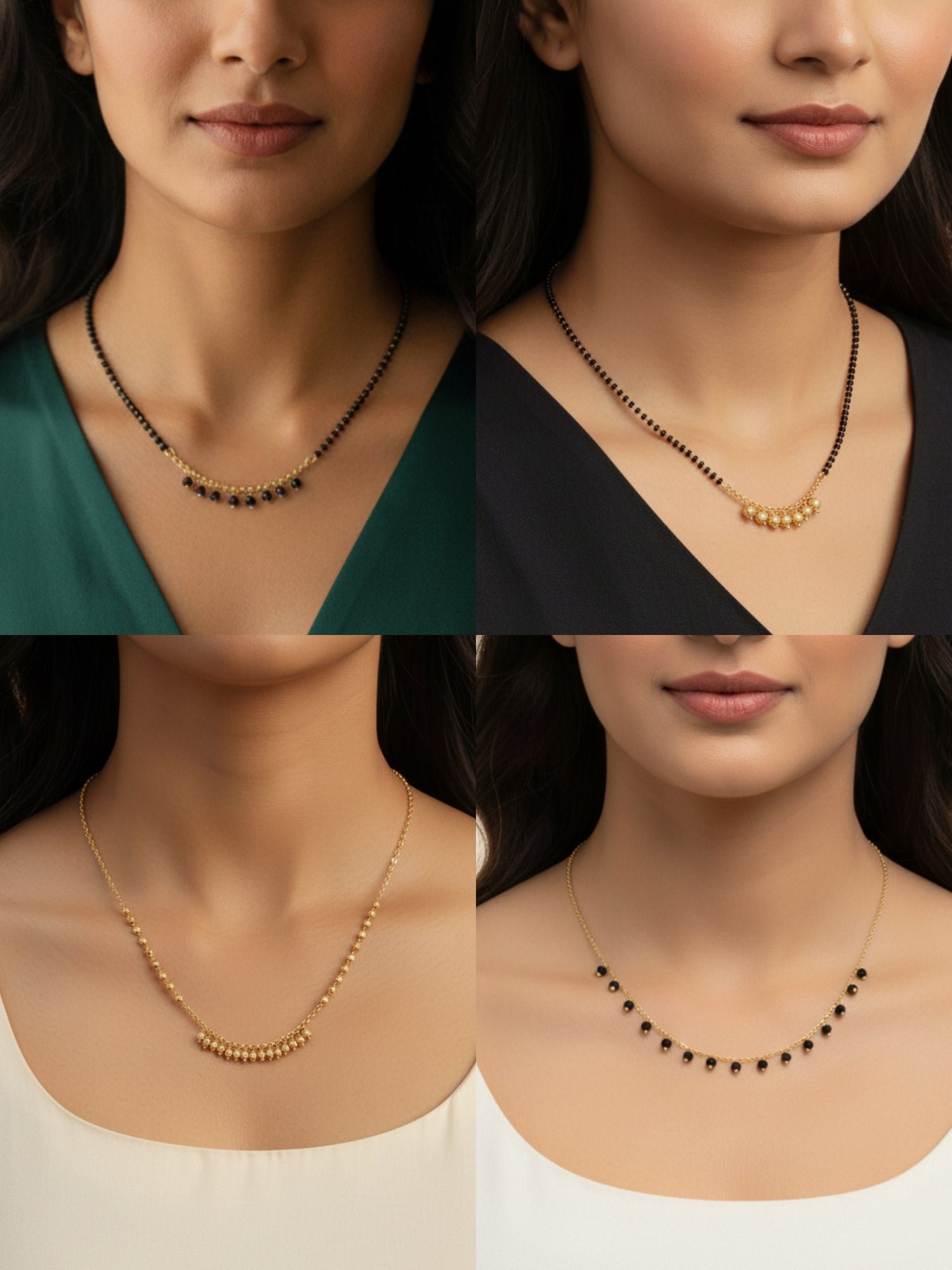 JHB Gold Plated and Black Beads Chain Short Tanmaniya Mangalsutra For Women's and Girl's