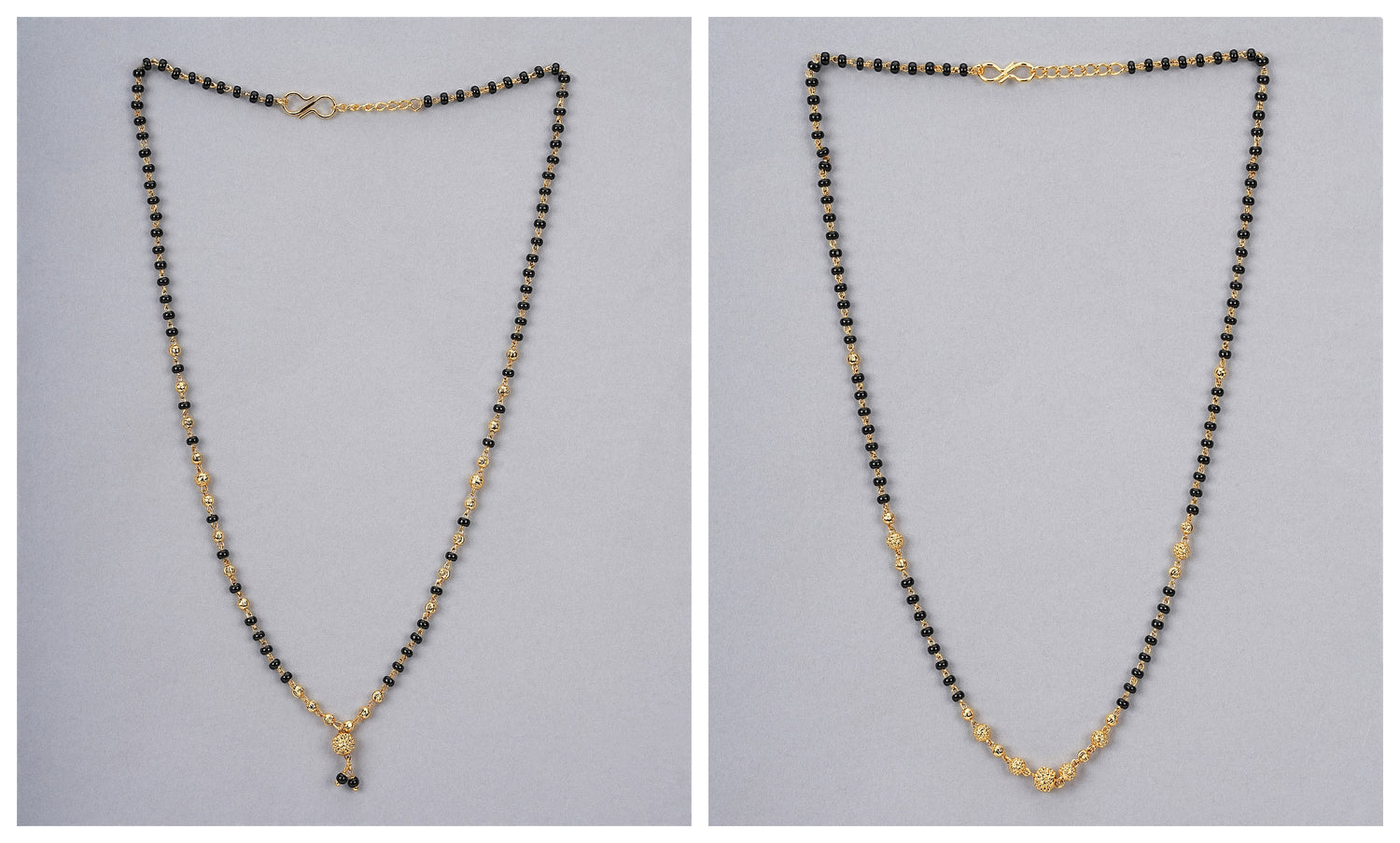 JHB Traditional Tanmaniya Designer Mangalsutra Black Beads Short Chain combo For Women