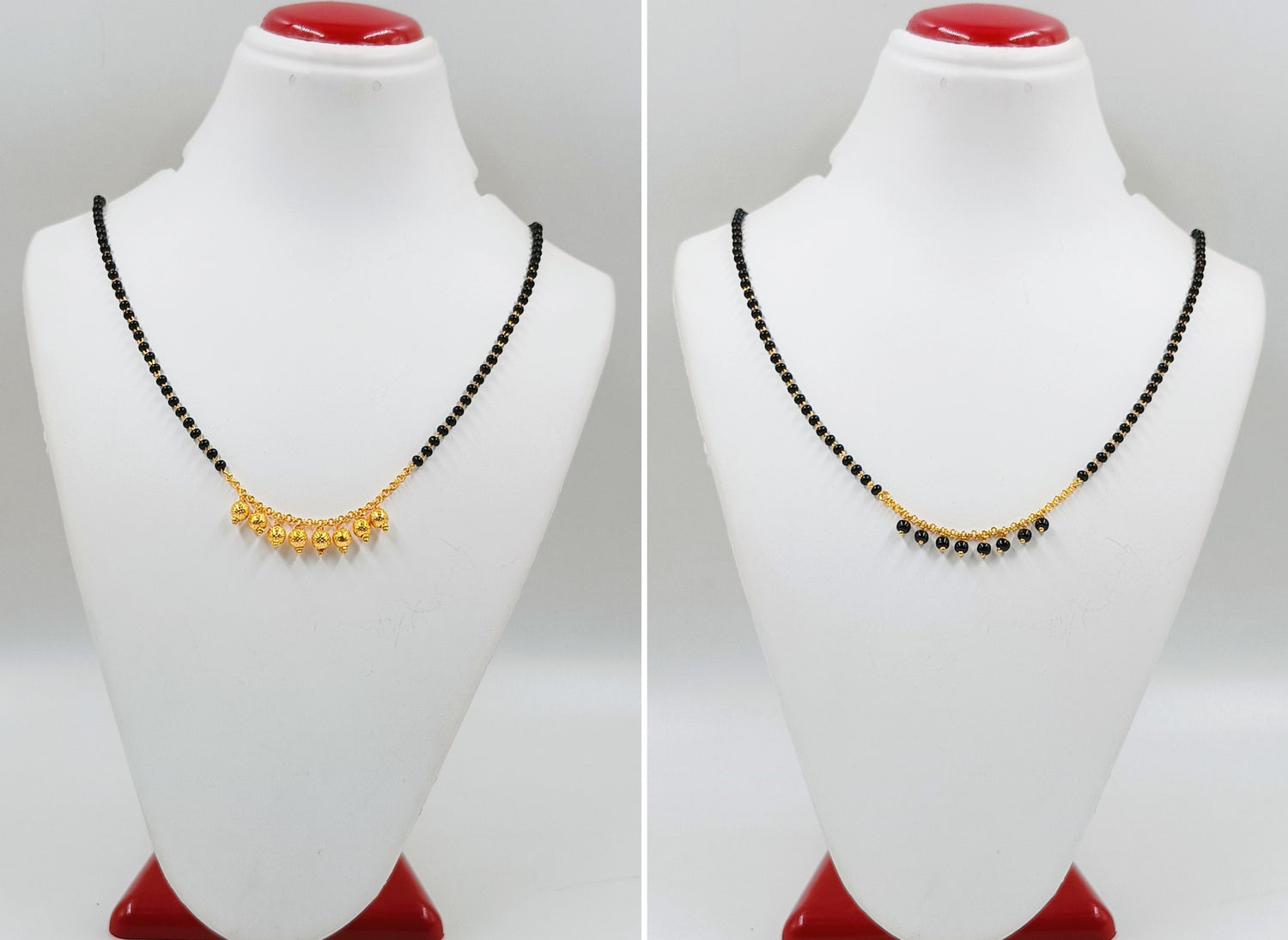 JHB Traditional Tanmaniya Designer Mangalsutra Black Beads Short Chain combo For Women