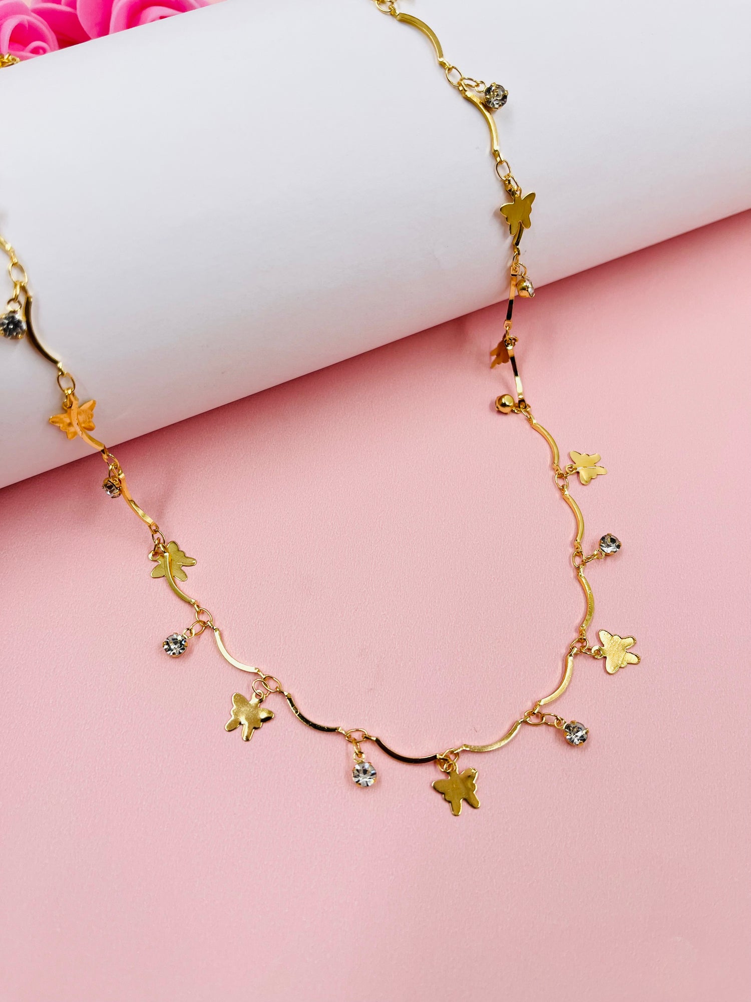 JHB Diamond and Gold Plated Short Tanmaniya Chain For Women And Girls