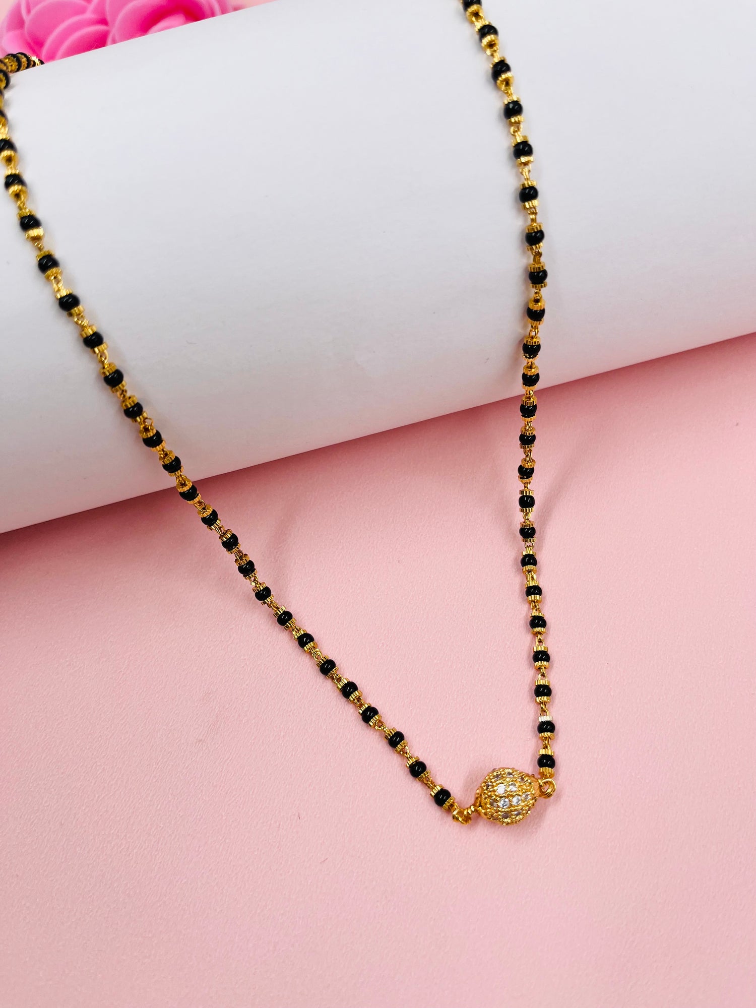 JHB Diamond Mangalsutra With Chain short Length Tanmaniya Traditional Black Bead Mangalsutra for women