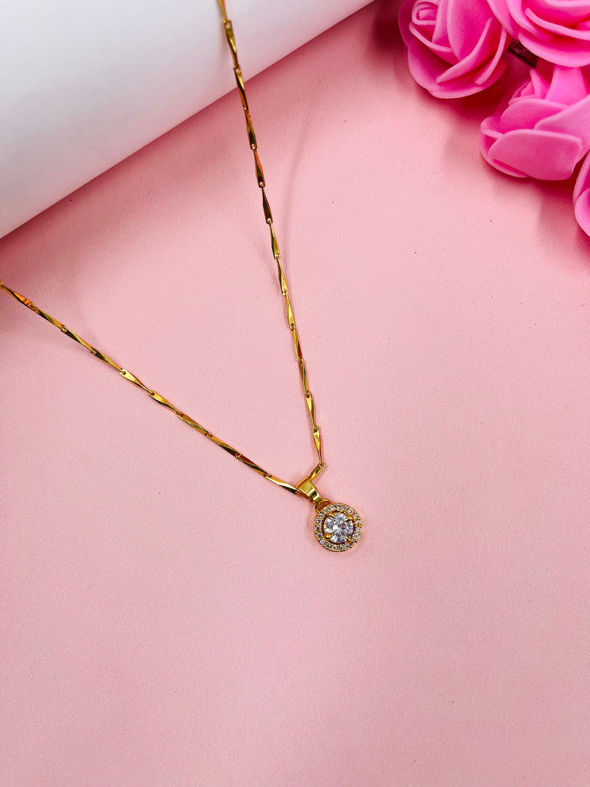 JHB Stylish Diamond Pendant Necklace For Women With Extendable Chain