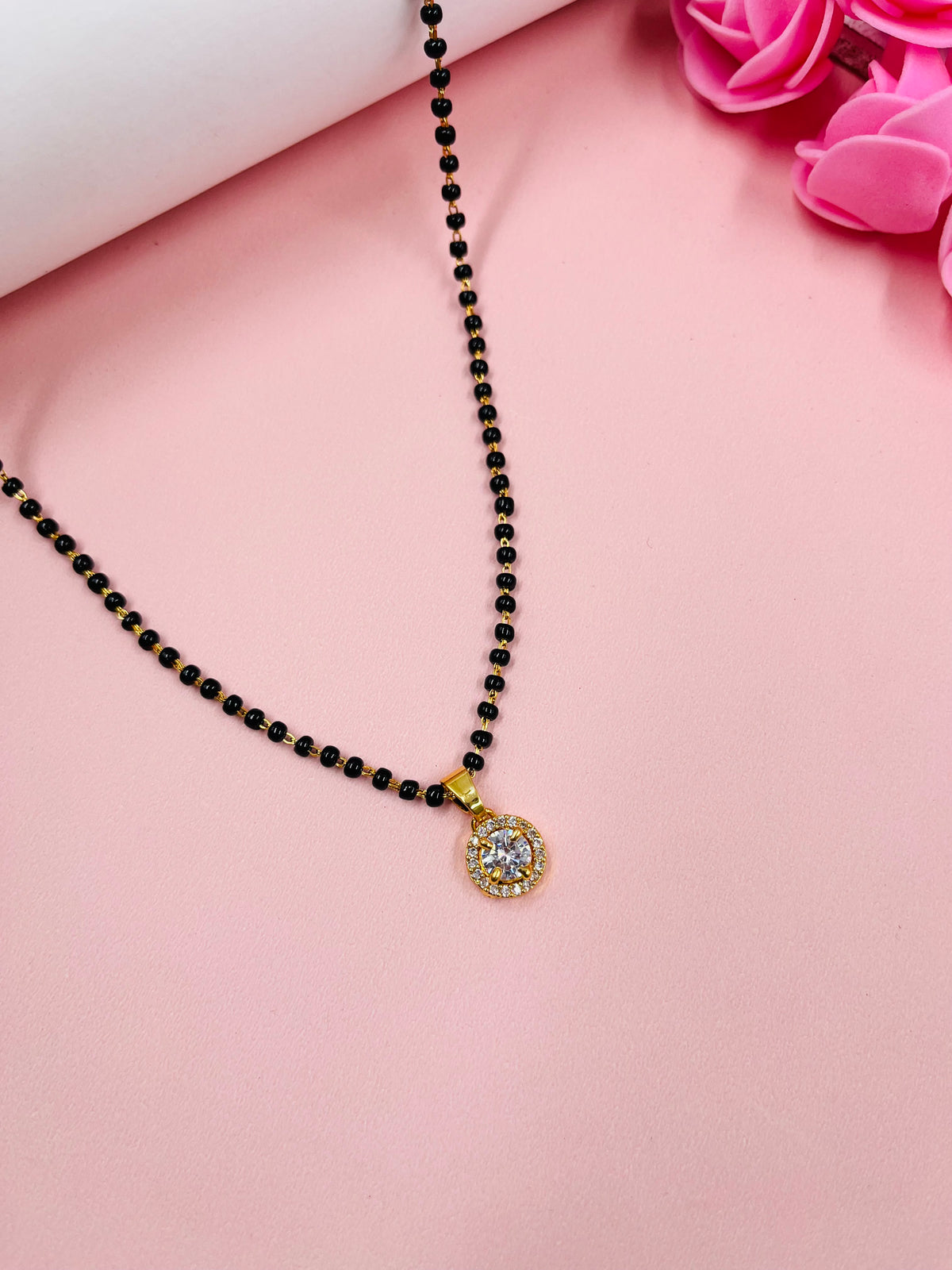 JHB Stylish Pendant Necklace Black Beads Mangalsutra For Women