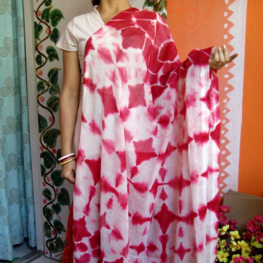Itajme Shibori Clamp Hand Dyed Muslin Cotton Designer Dupatta /Stole