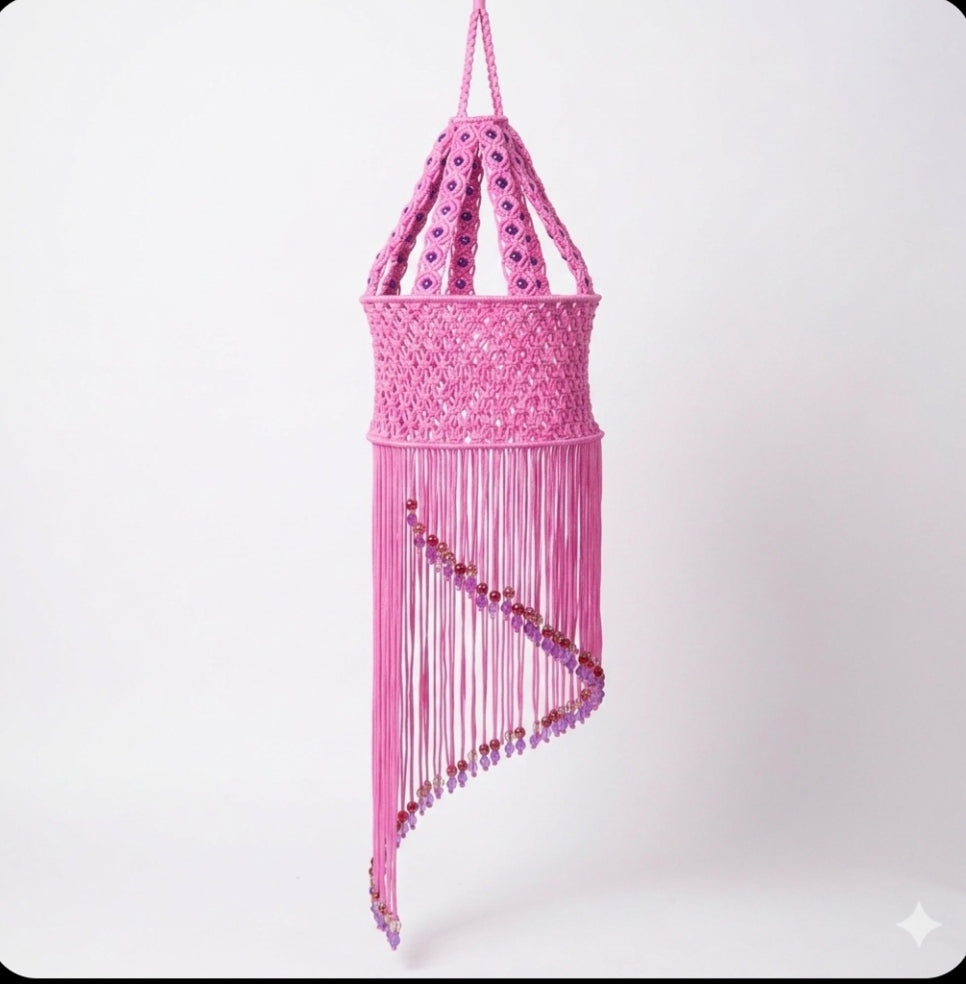pink macrame jhumar  decorative piece HAND CRAFTED JHUMAR KNOTTED