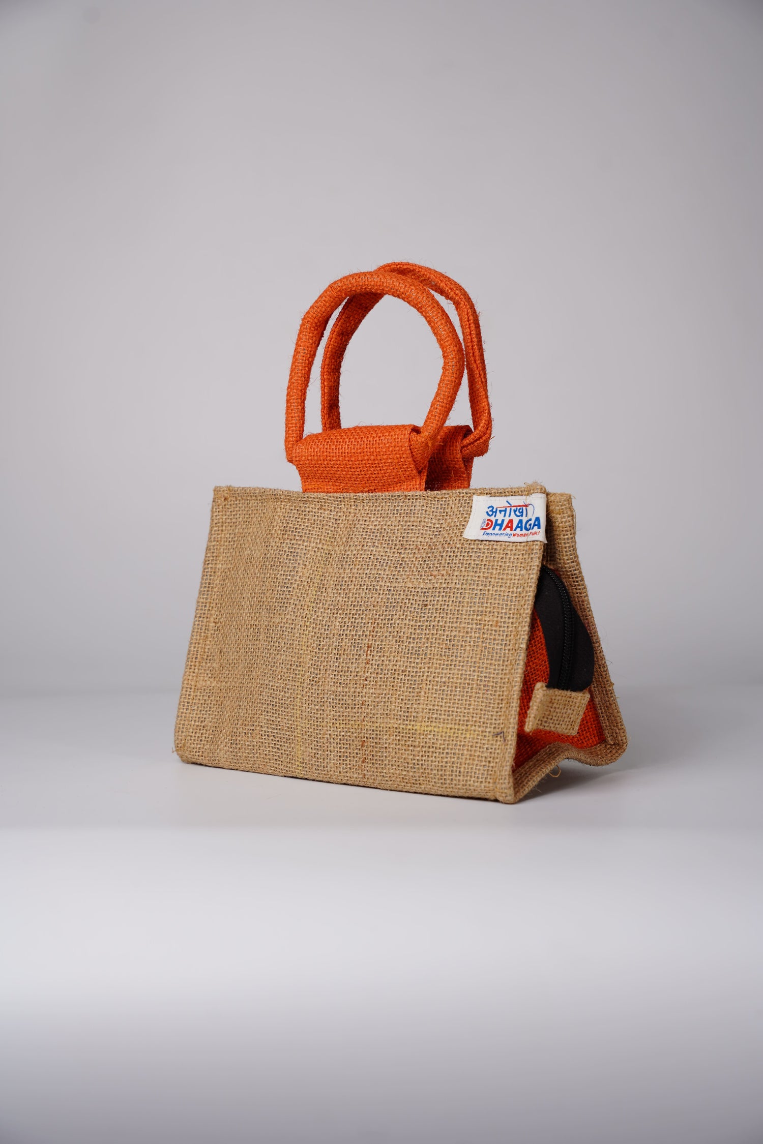Jute Handbag with Fabric Handle