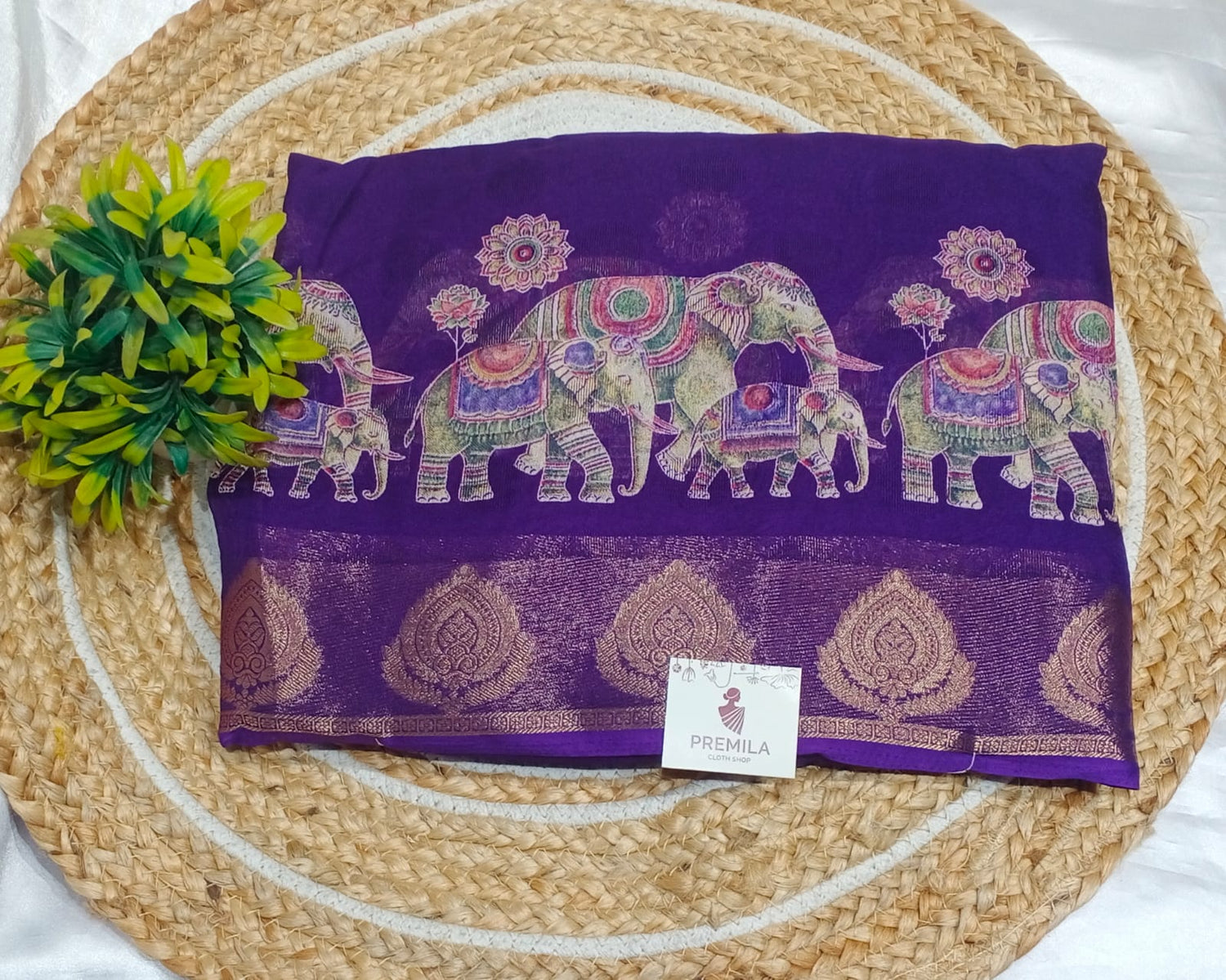 Maheswari Silk Saree Elephant Print