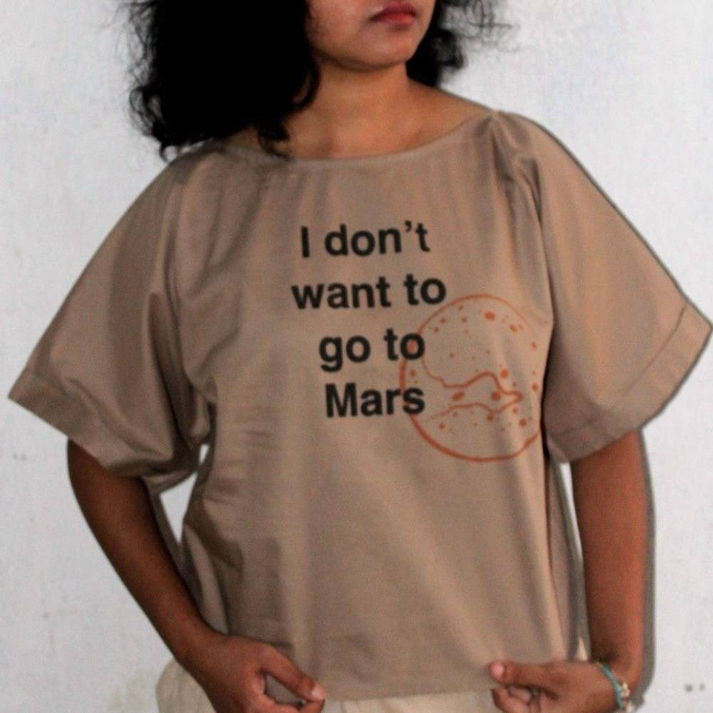 Asian In Me | Cotton Women's Crop-length Brown top | Mars Sow-T