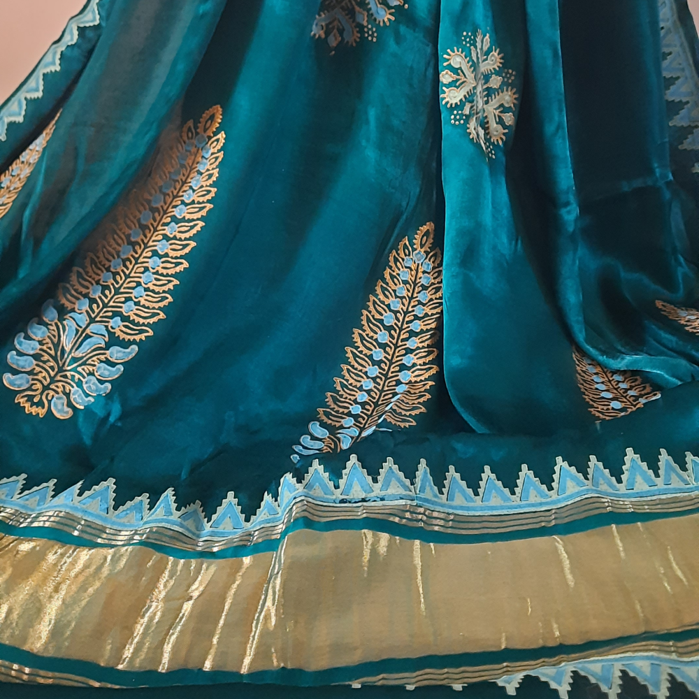 Modal silk block printed Dupatta