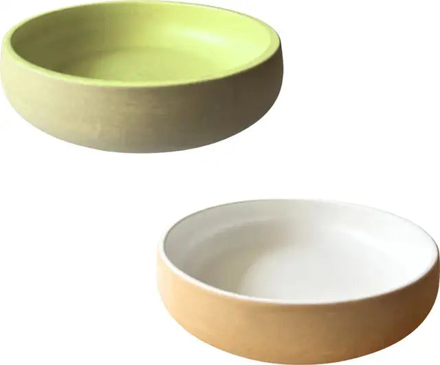 Mittory Ceramic Salad Bowl Combo |7 in width | Matte White & Pista Green| Microwave Safe Ceramic Pasta Bowl (Multicolor, Pack of 1)