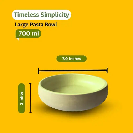 Mittory Ceramic Salad Bowl Combo |7 in width | Matte White & Pista Green| Microwave Safe Ceramic Pasta Bowl (Multicolor, Pack of 1)
